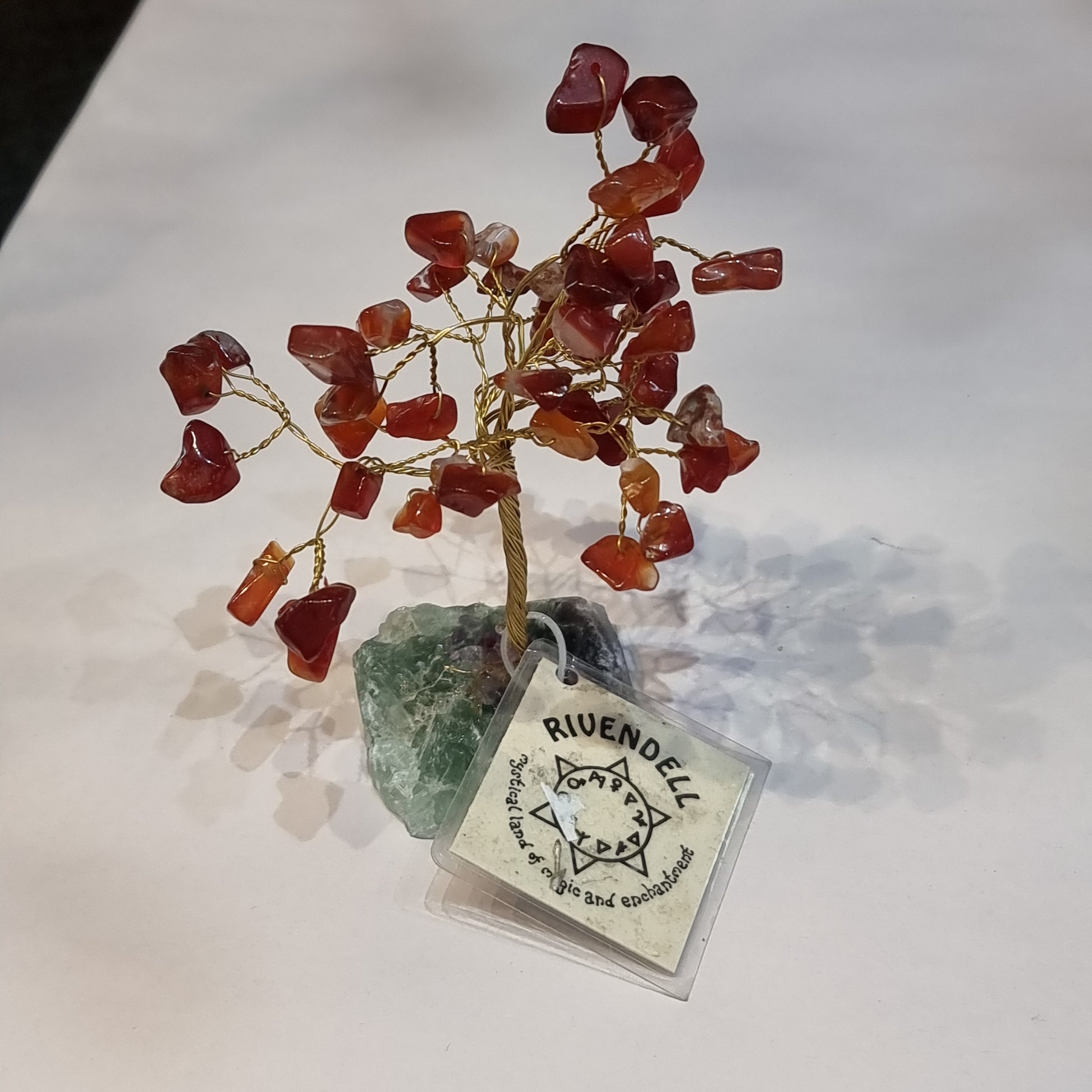 Carnelian tree on fluorite base - Rivendell Shop