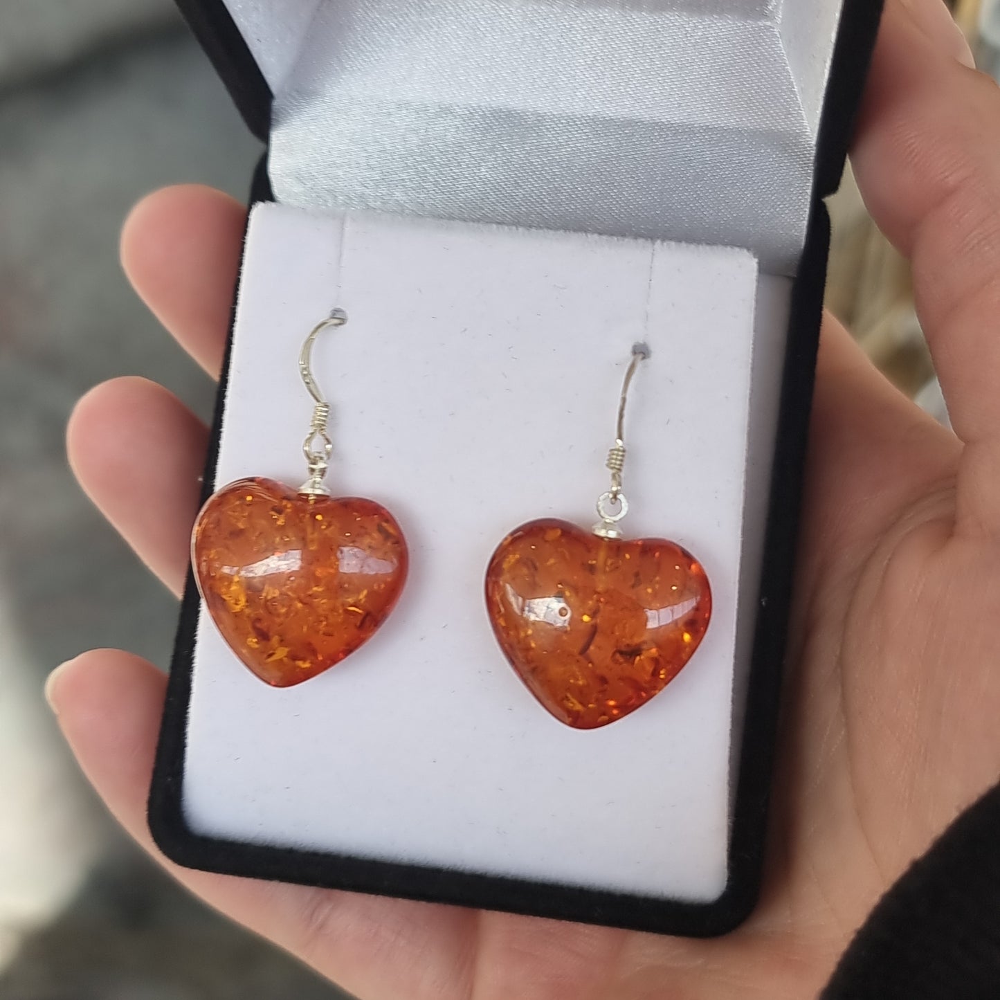 Amber heart earrings - Rivendell Shop