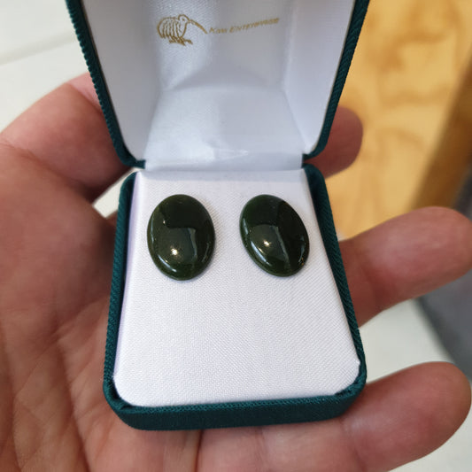 Greenstone Stud Earrings Large size - Rivendell Shop