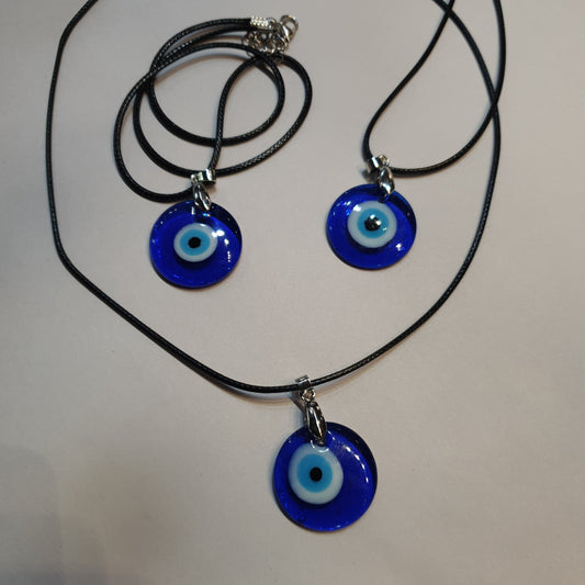 Evil Eye Necklace round with Waxed Cord - Rivendell Shop