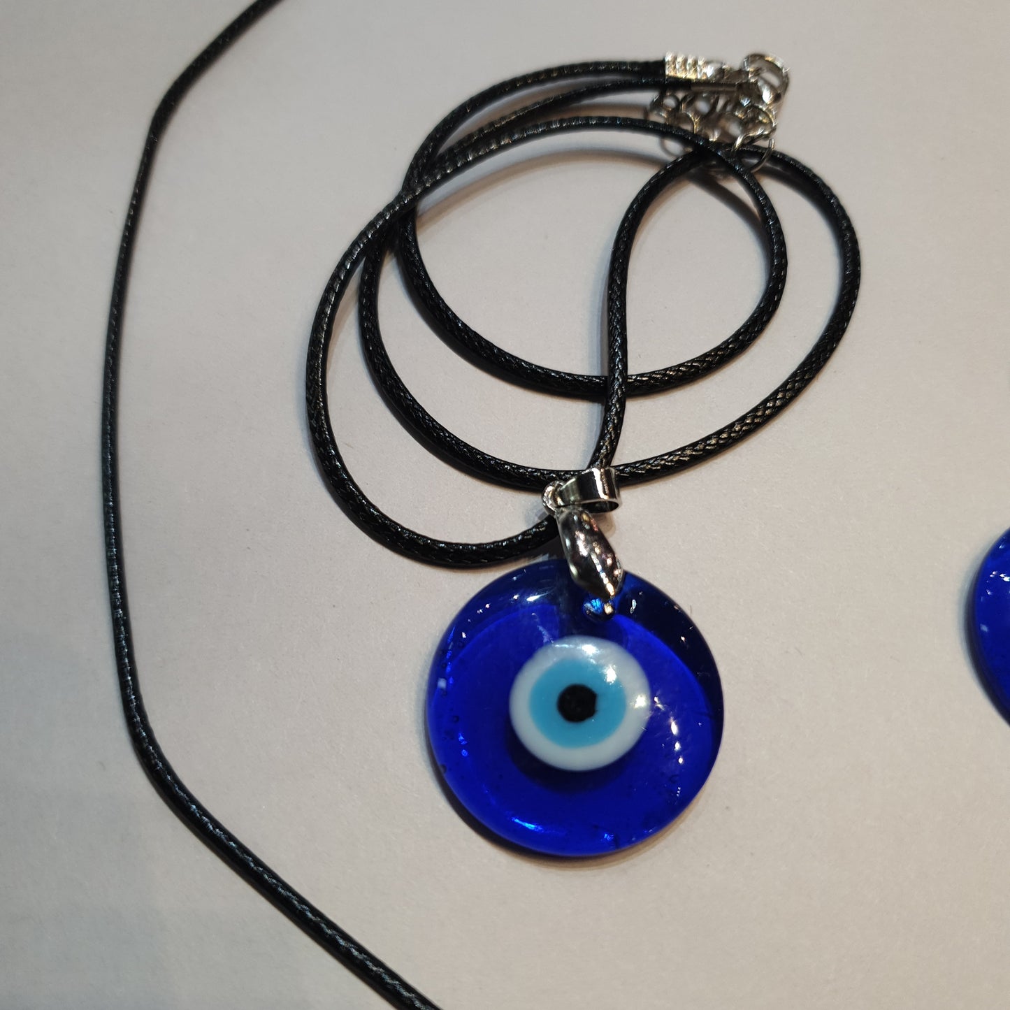 Evil Eye Necklace round with Waxed Cord - Rivendell Shop