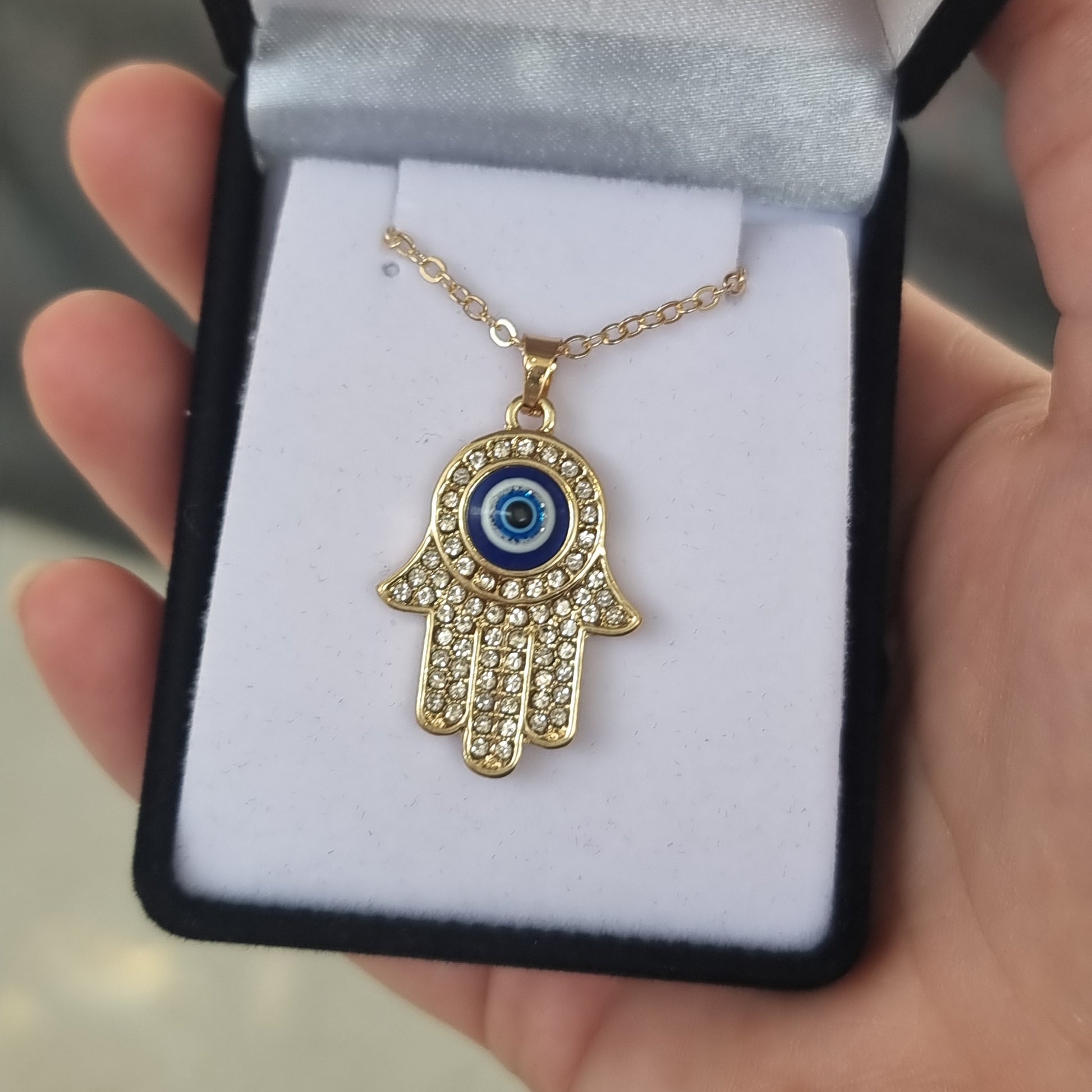 Evil eye hamsa pendant - gold - Rivendell Shop