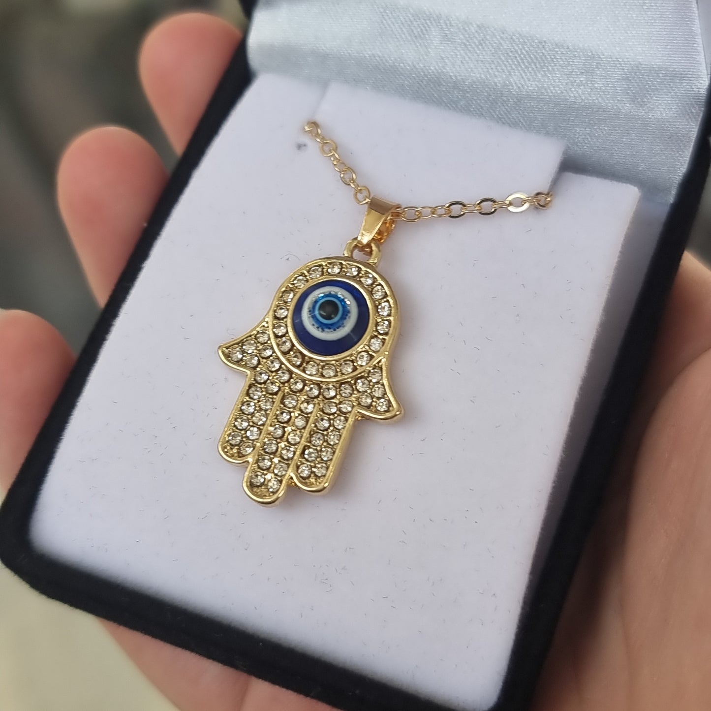 Evil eye hamsa pendant - gold - Rivendell Shop