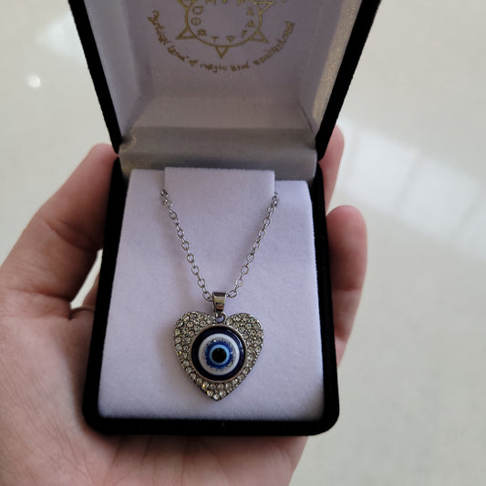 Evil Eye Heart Pendant Silver - Rivendell Shop