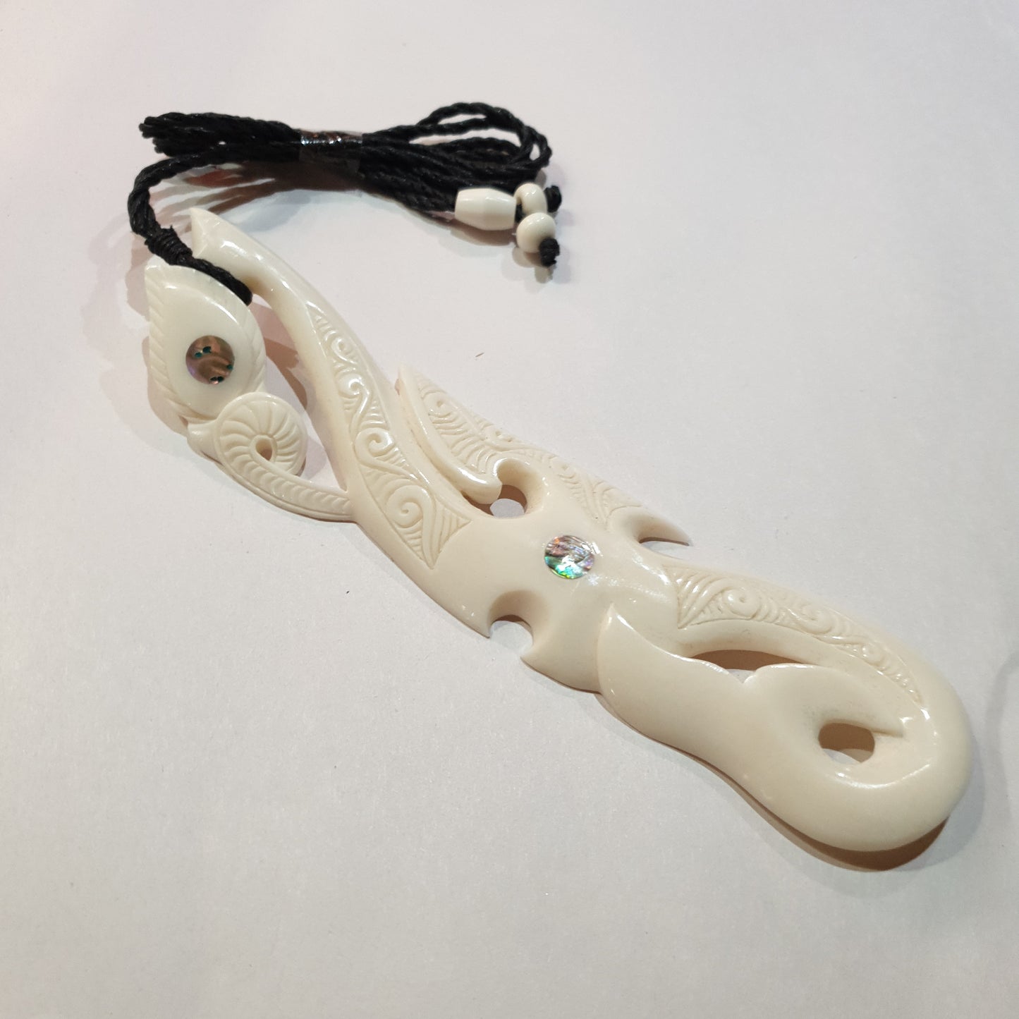 Handcarved Bone Pendant large with adjustable cord - Rivendell Shop