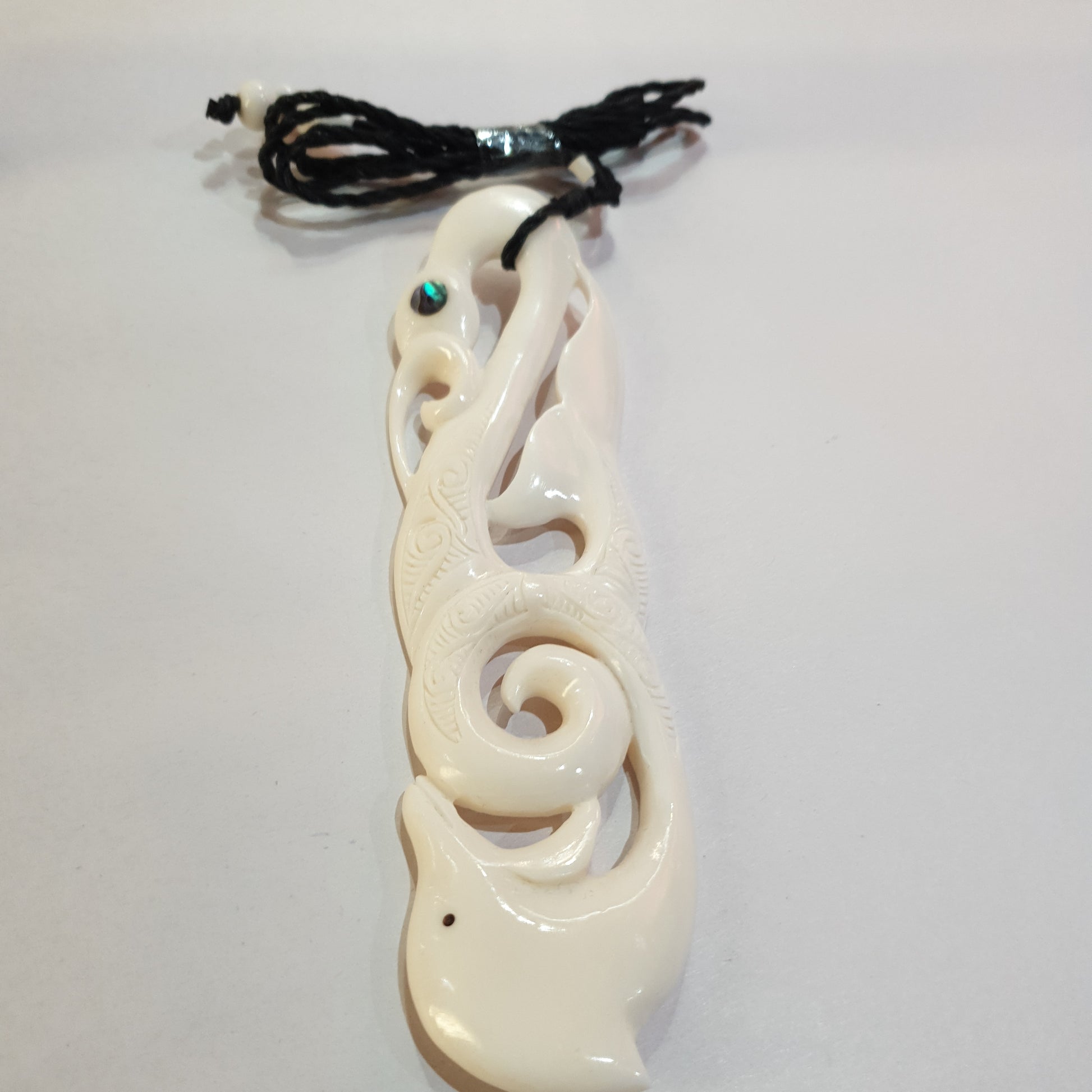 Hand Carved Bone Pendant large with adjustable cord - Rivendell Shop