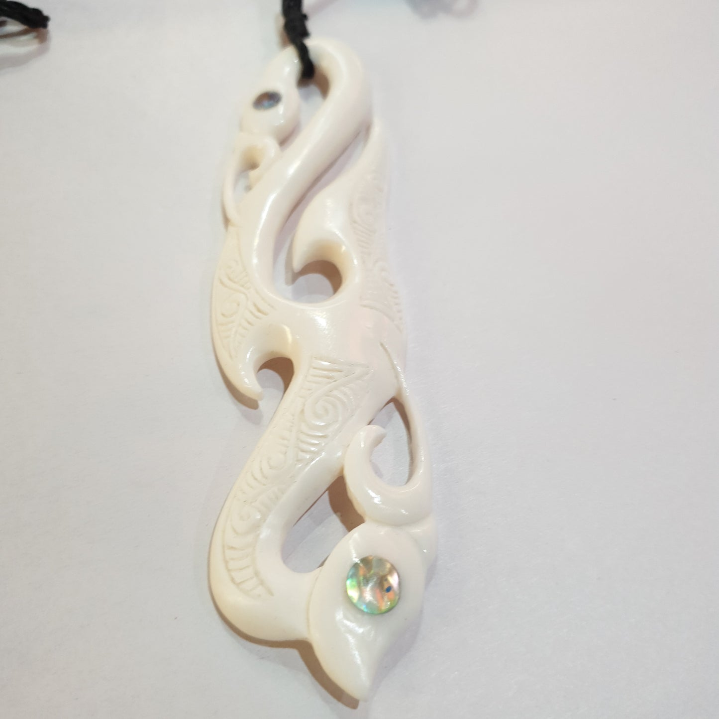 Hand Carved Bone Pendant large with adjustable cord - Rivendell Shop