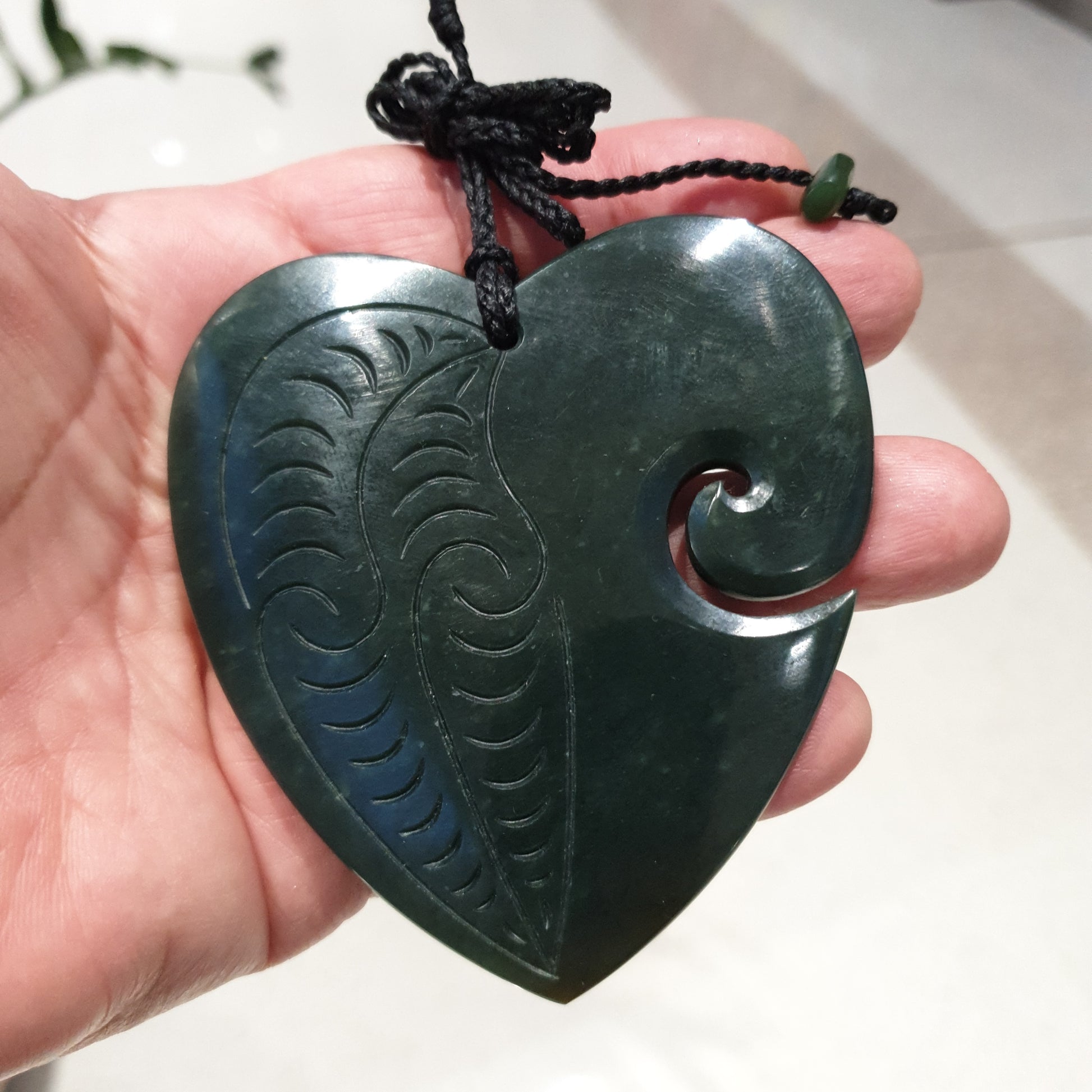 Greenstone Heart Pendant - Extra Large - Rivendell Shop