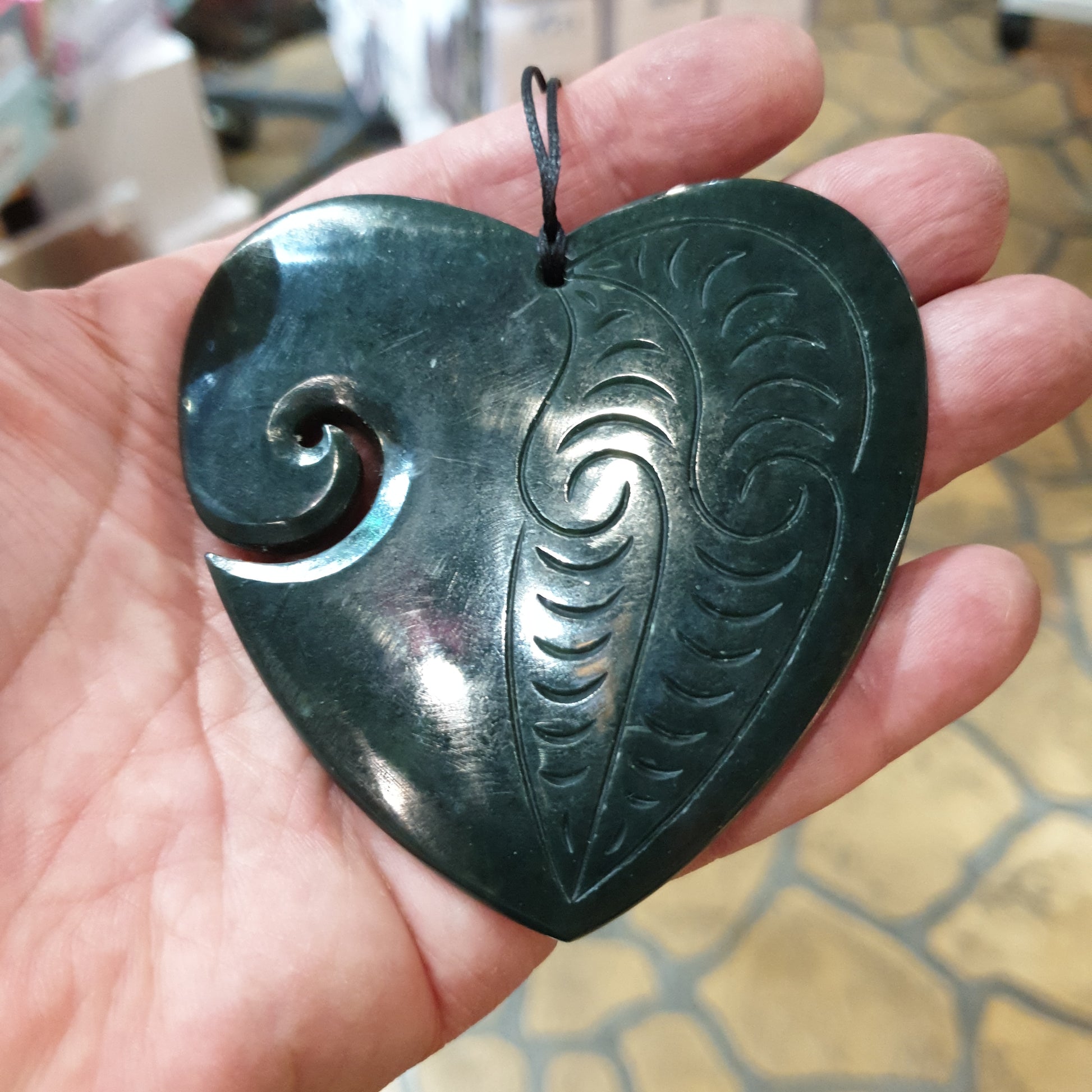 Greenstone Heart Pendant - Extra Large - Rivendell Shop