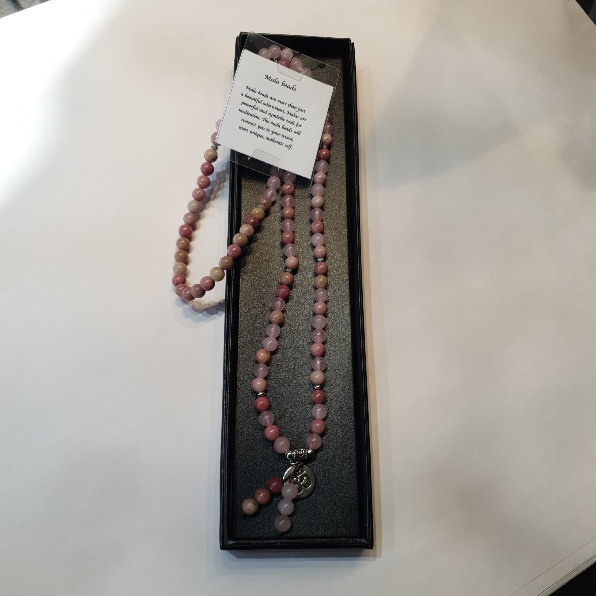 Rhodochrosite and Rose quartz Mala Beads Necklaces - Rivendell Shop