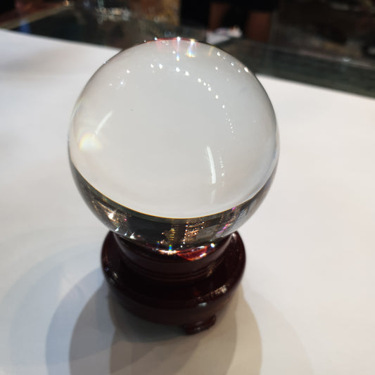 Clear Crystal Ball on Stand 8 cm - Rivendell Shop