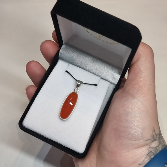 Carnelian sterling silver pendant - Rivendell Shop