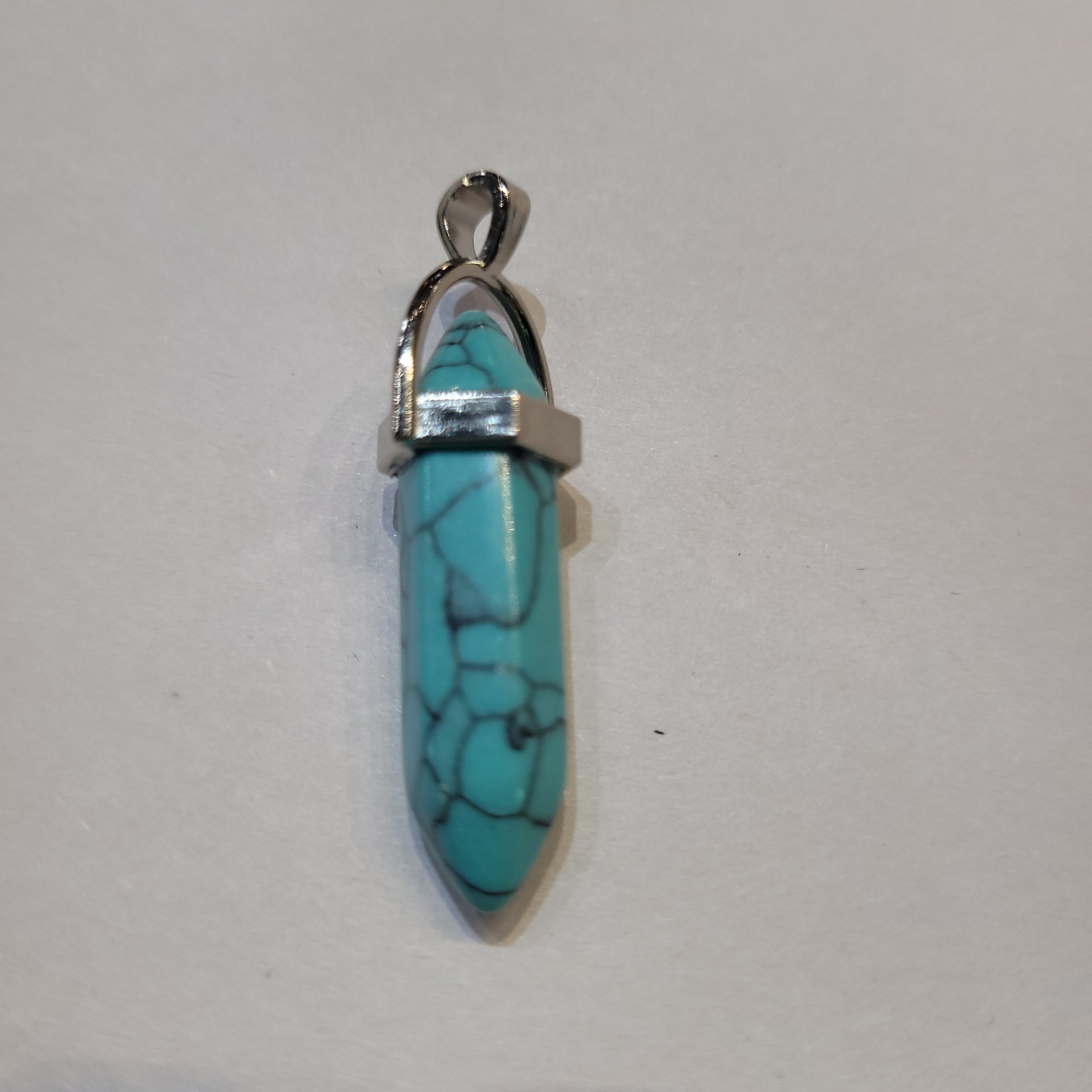 Turquoise Howlite Crystal Point Pendant on Card - Rivendell Shop