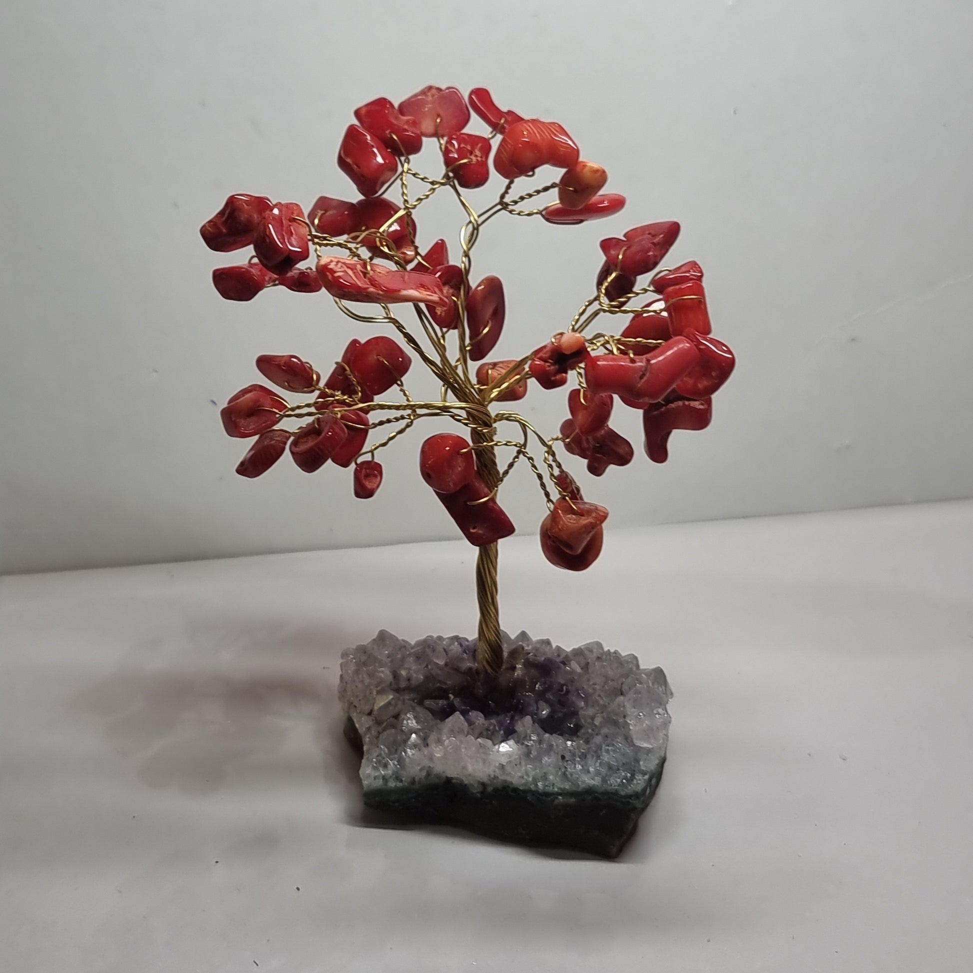 Red coral tree on amethyst base - Rivendell Shop