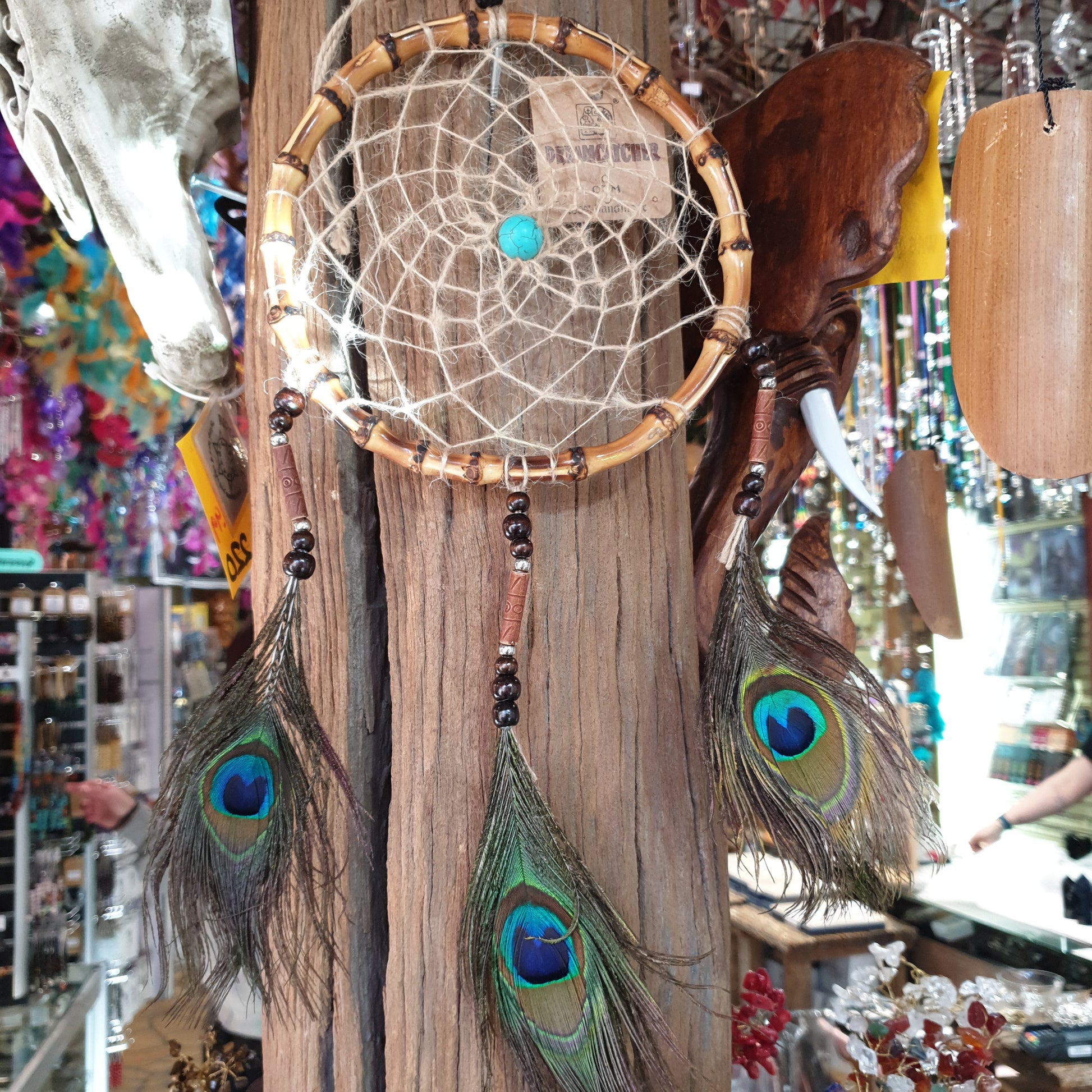 Bamboo peacock dream catcher - Rivendell Shop