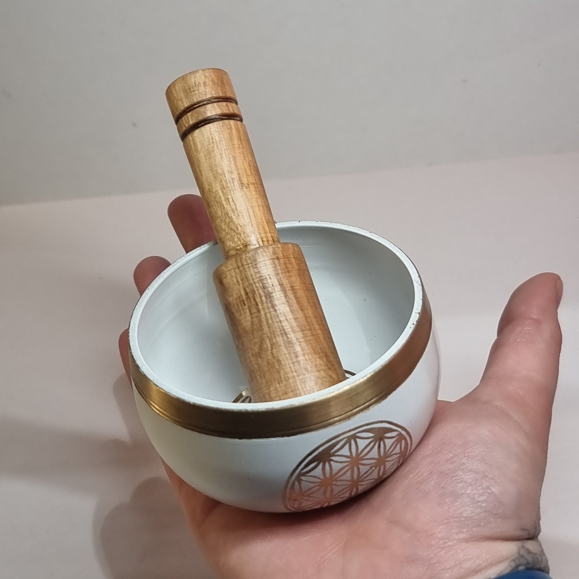 Singing bowl - flower of life white - Rivendell Shop