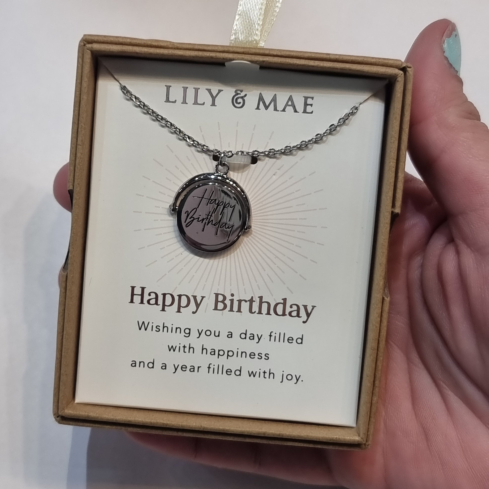 L&M spinning necklace - Happy Birthday - Rivendell Shop