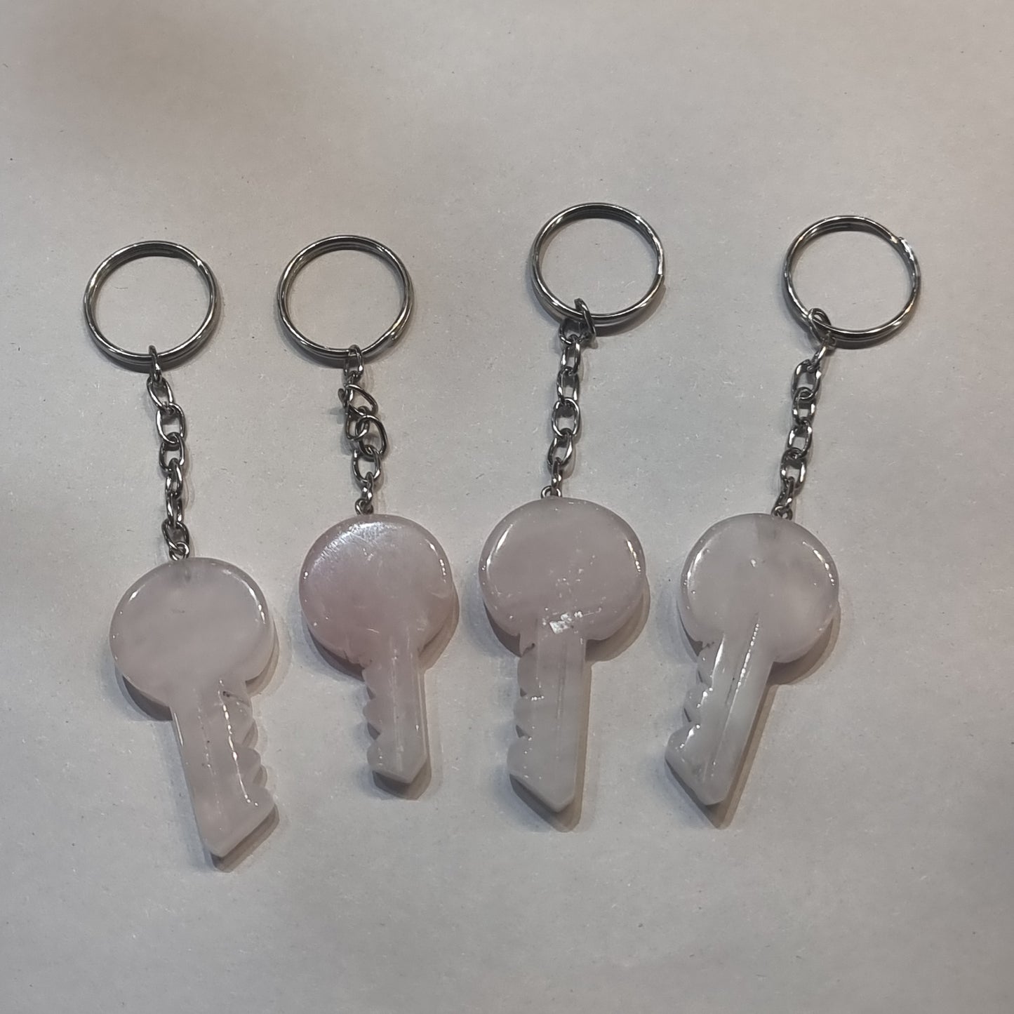 Rose Quartz key carved keychain - Rivendell Shop