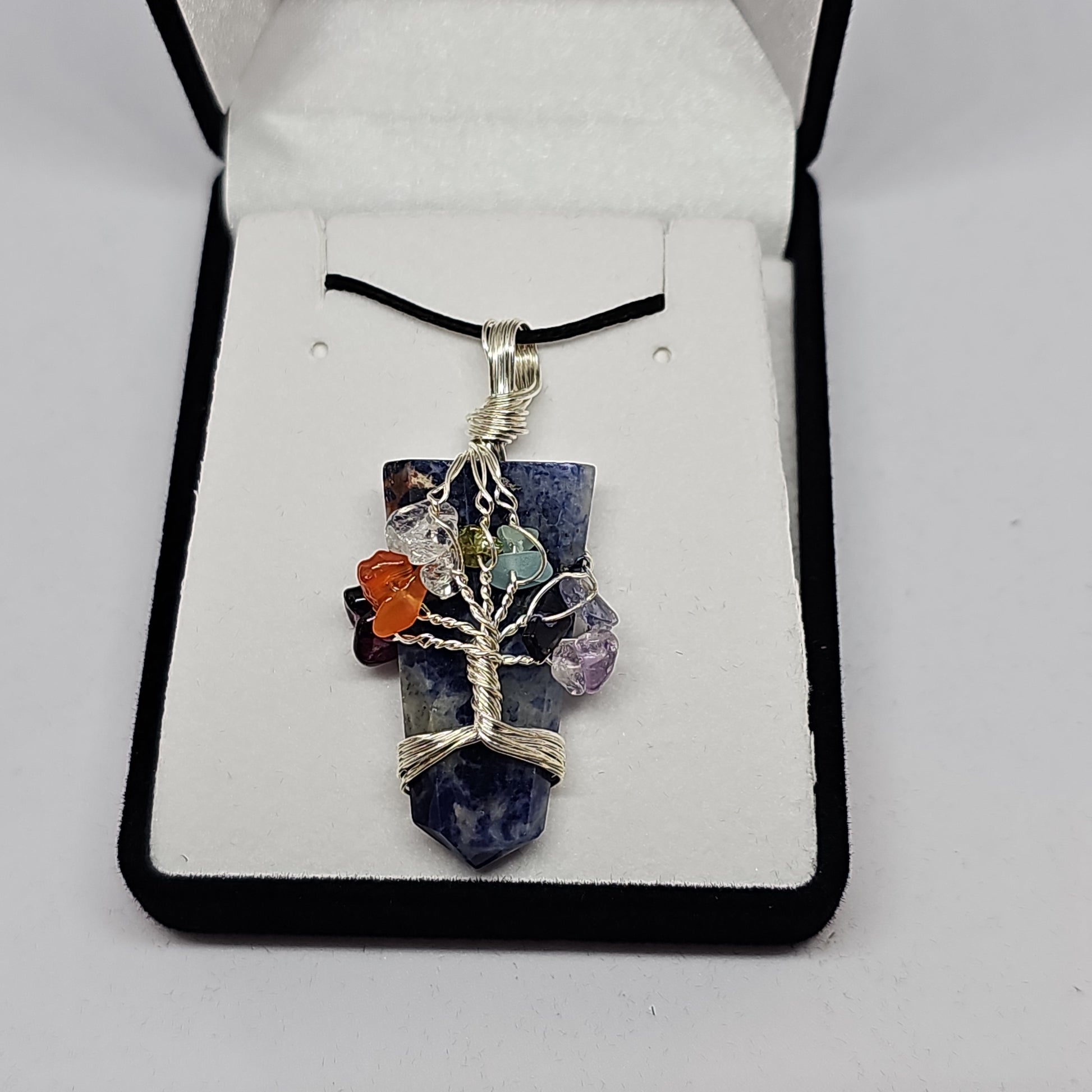 Sodalite chakra wrapped pendant - Rivendell Shop