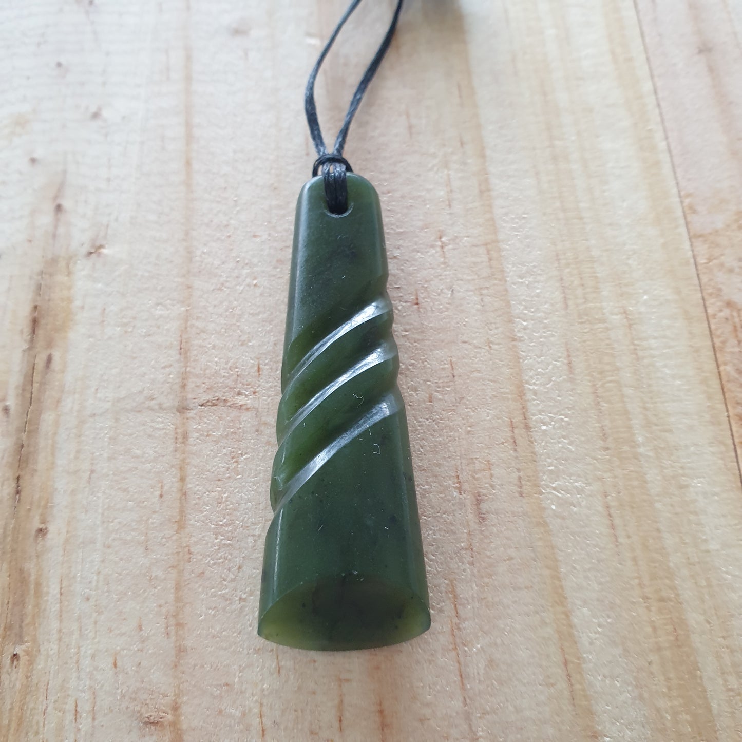 Greenstone Toki Pendant with Carved Detail - 50 x 15 mm - Rivendell Shop