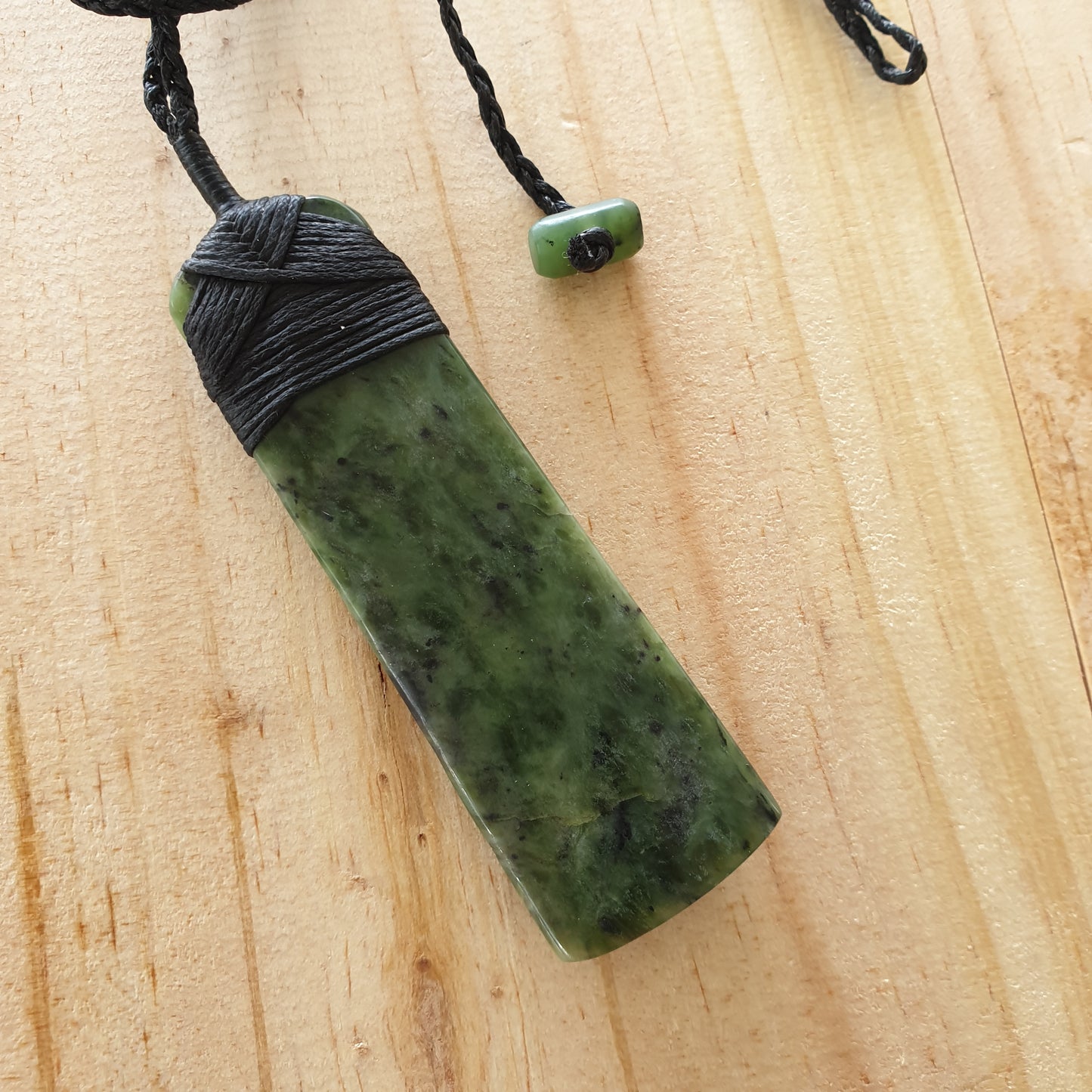 Large Greenstone Pendant 85x25mm with Hook carved - Rivendell Shop