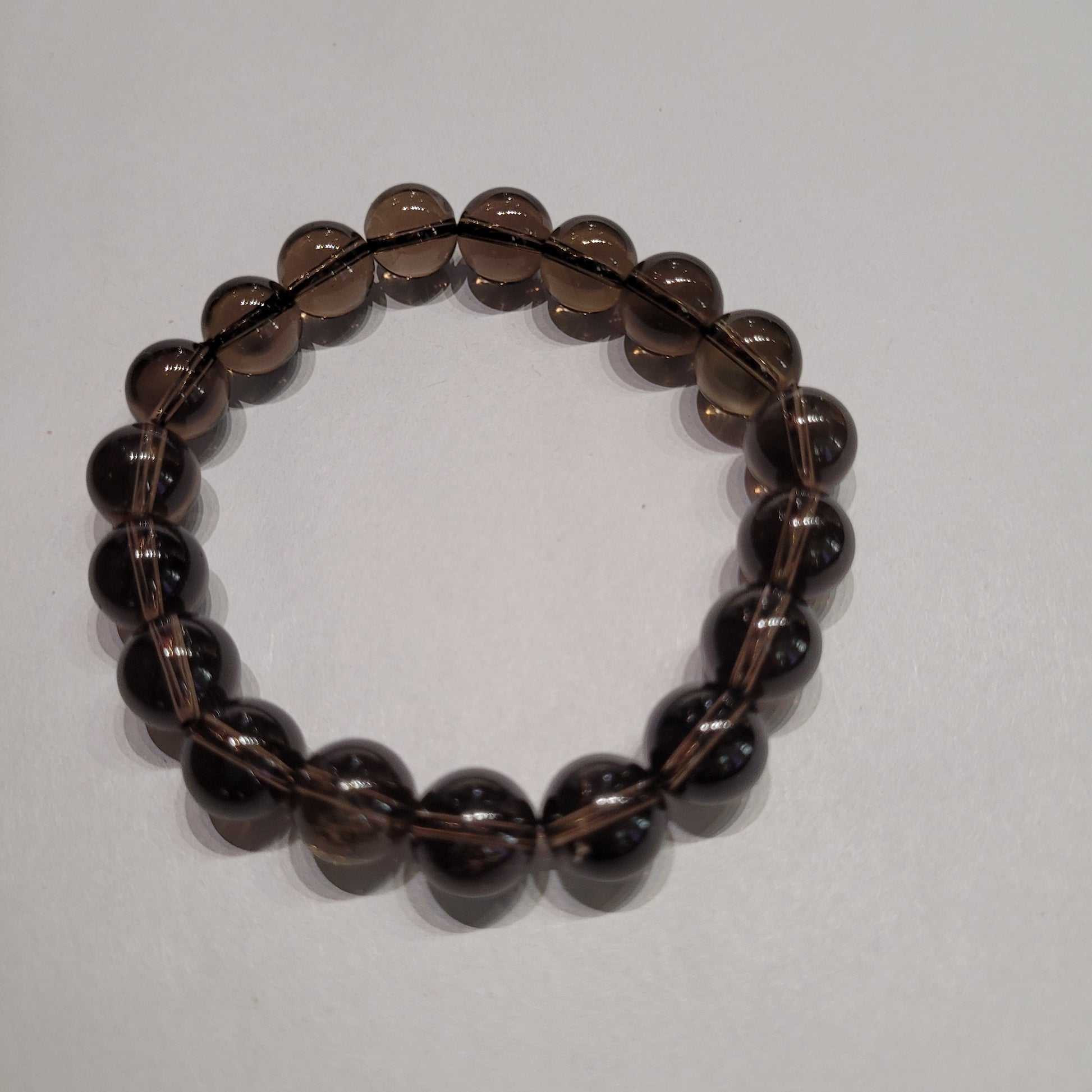 Smoky Quartz Round Bead Crystal Bracelet - Rivendell Shop