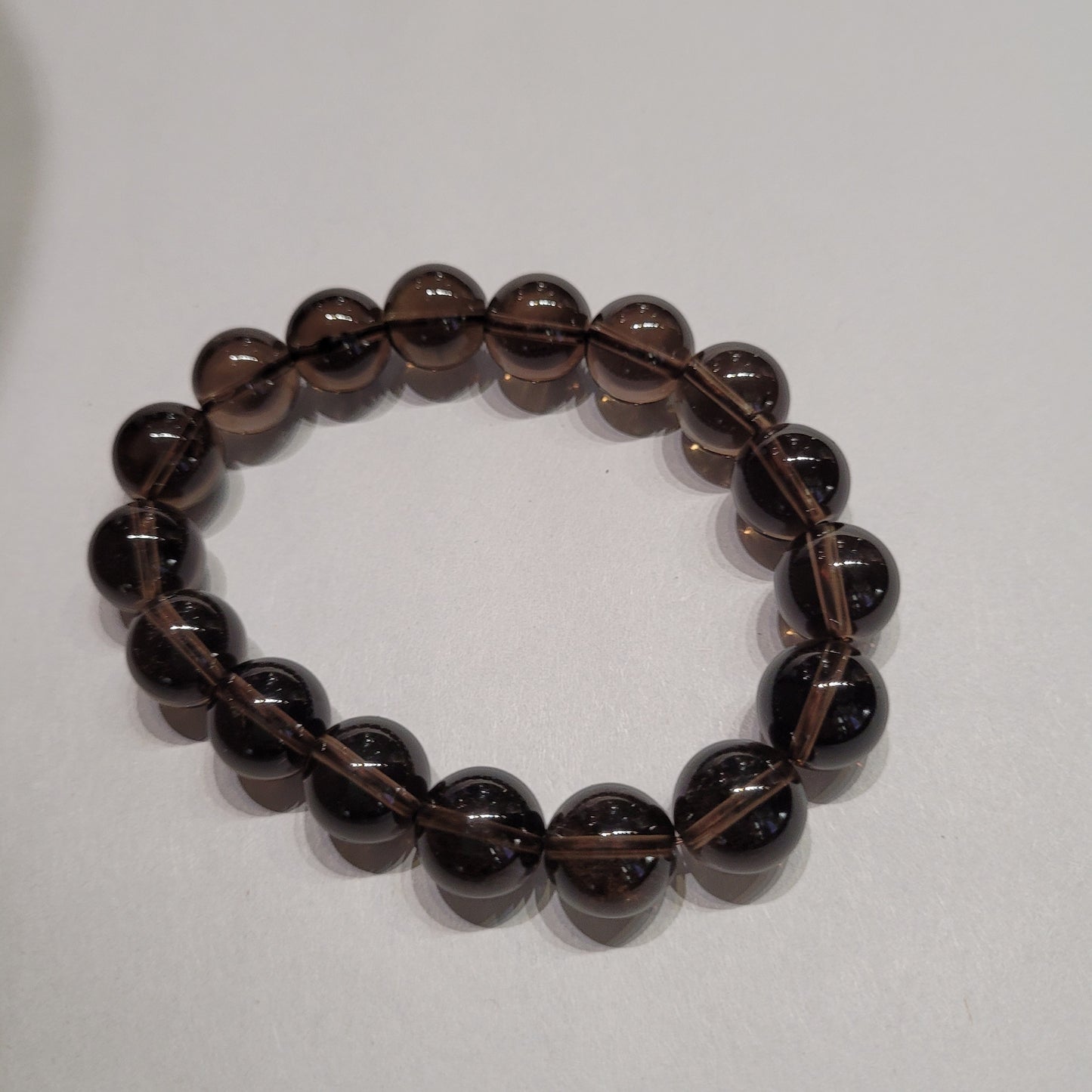 Smoky Quartz Round Bead Crystal Bracelet - Rivendell Shop