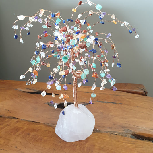 Mix Crystal Tree on Rose quartz Base - Rivendell Shop