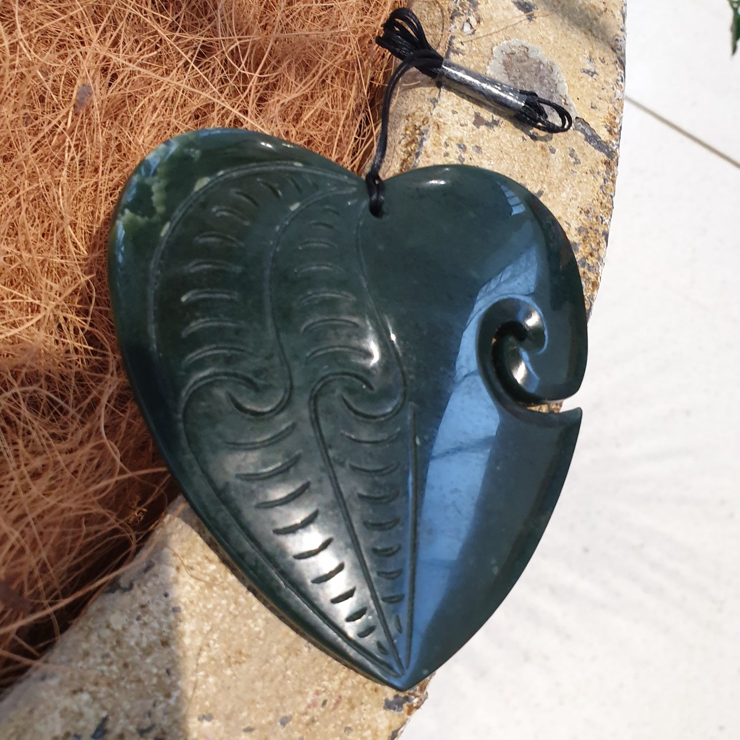 Greenstone Heart Pendant - Extra Large - Rivendell Shop