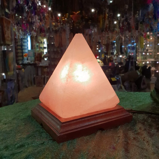 Carved Himalayan Salt Lamp - Pyramid Shape - Rivendell Shop