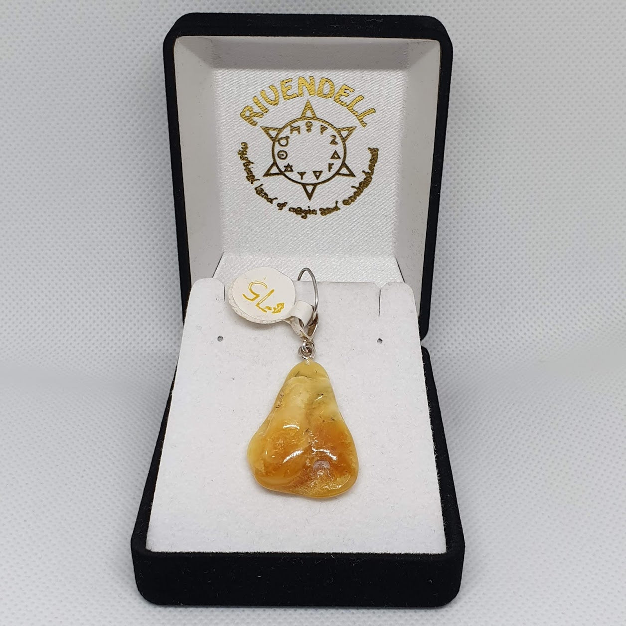 Triangular Natural Amber 925 Sterling Silver Pendant - Rivendell Shop