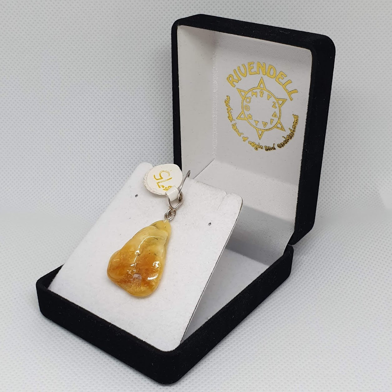 Triangular Natural Amber 925 Sterling Silver Pendant - Rivendell Shop