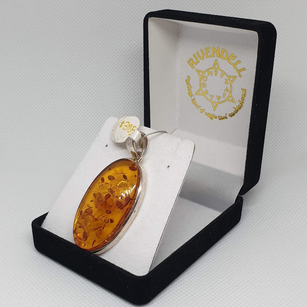 "Mila" Large natural Amber 925 Sterling Silver Pendant - Rivendell Shop