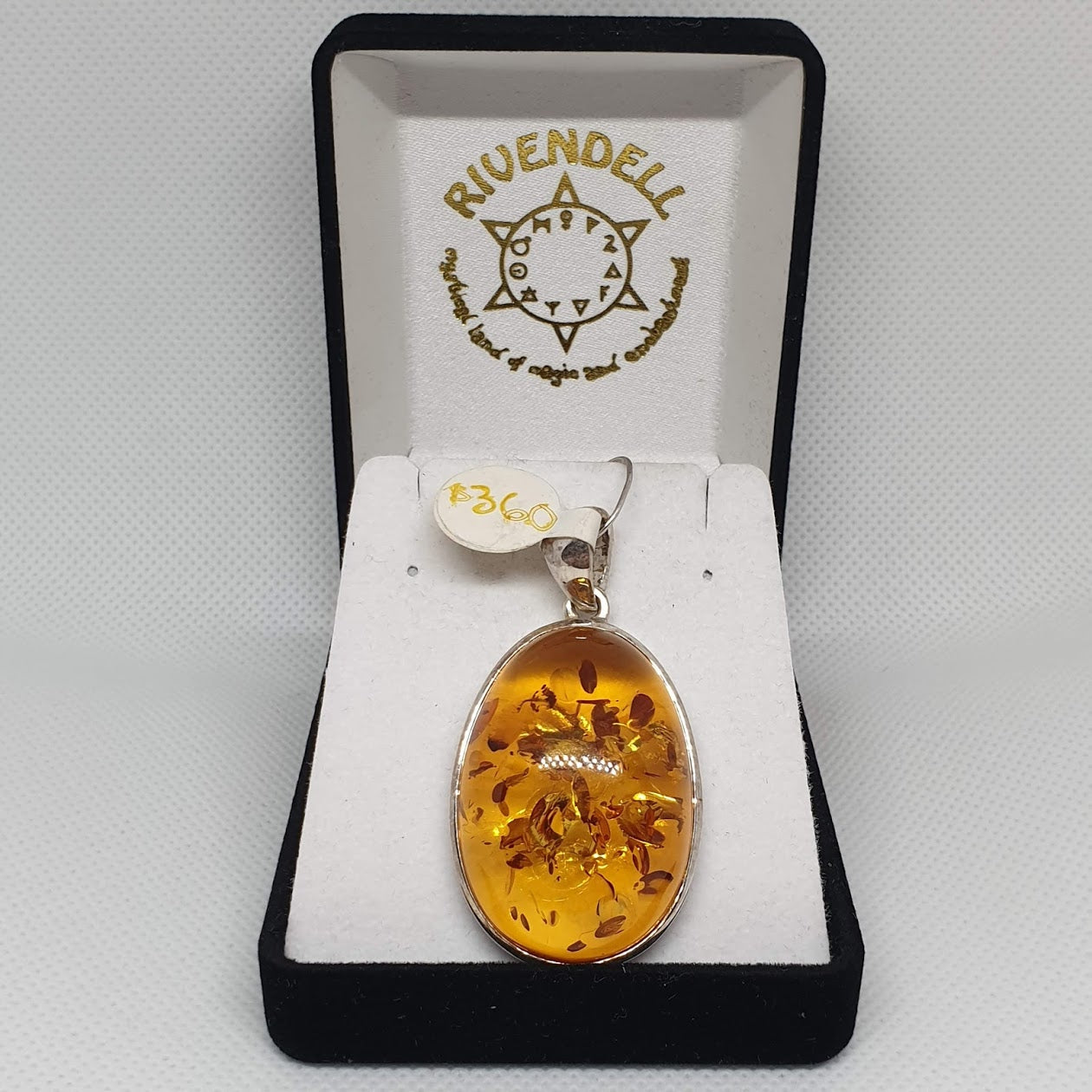 "Milena" Large natural Amber 925 Sterling Silver Pendant - Rivendell Shop