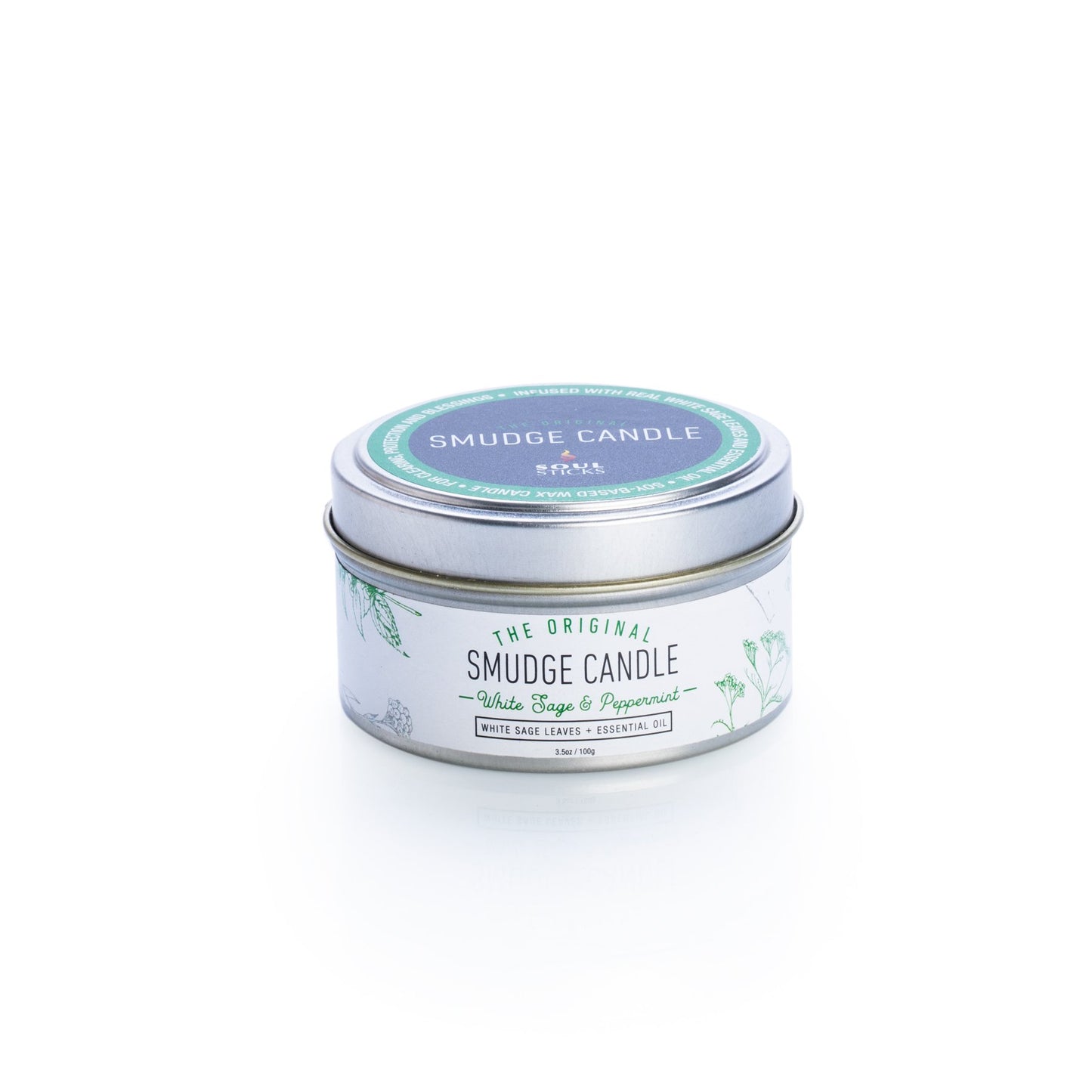 Smudge candle - white sage & peppermint - Rivendell Shop