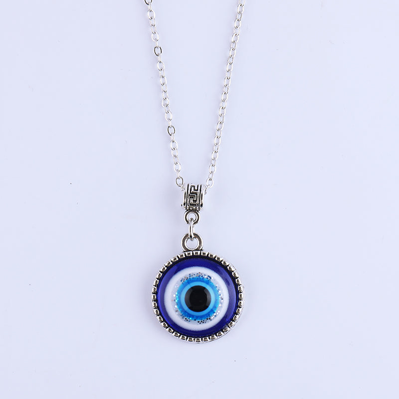 Large Evil Eye Pendant with Silver Chain - Rivendell Shop