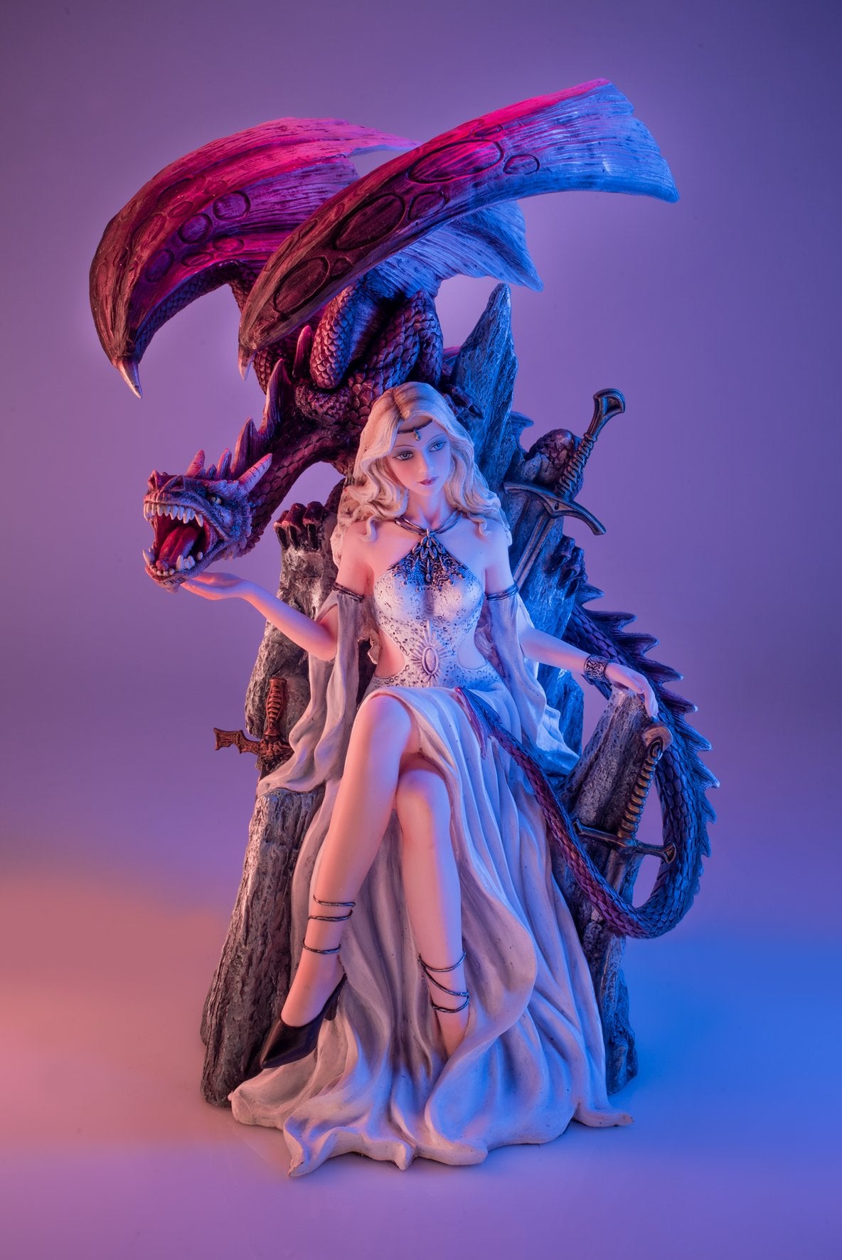 White Queen on Throne with Dragon - Rivendell Shop