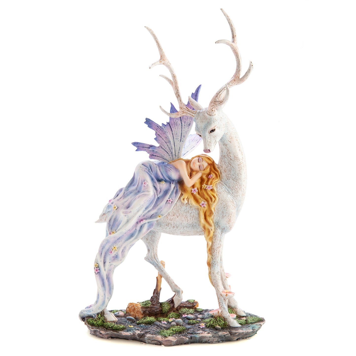 Woodland Fairy sleeping on Snow Deer - Rivendell Shop