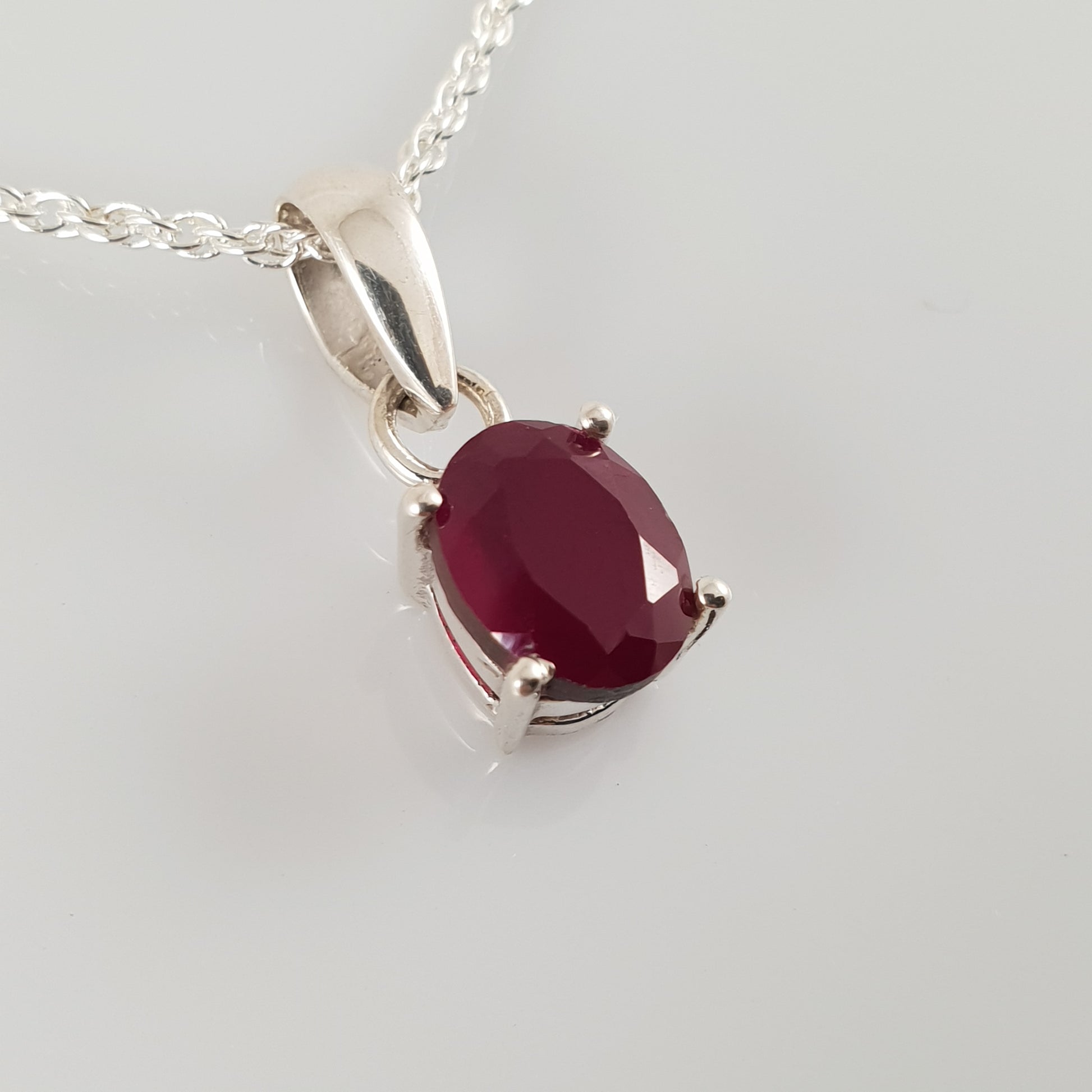 Oval Ruby 925 Stirling Silver Pendant - Rivendell Shop