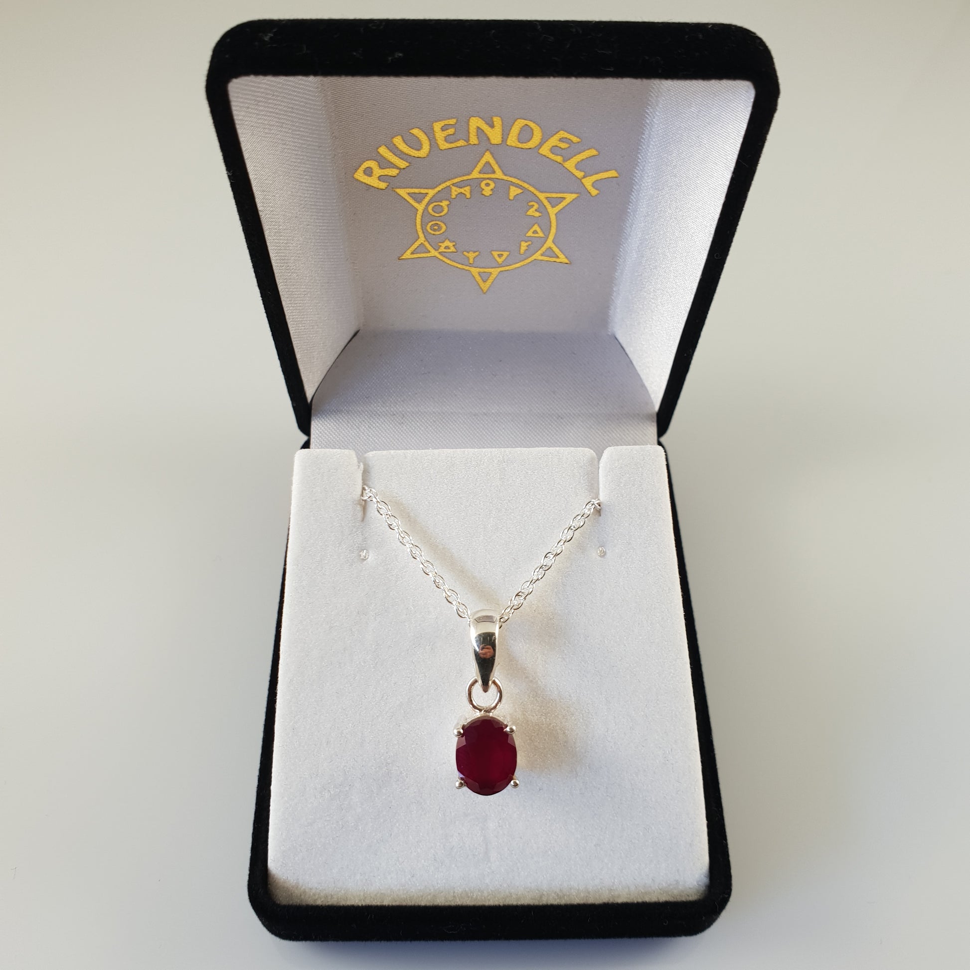 Oval Ruby 925 Stirling Silver Pendant - Rivendell Shop