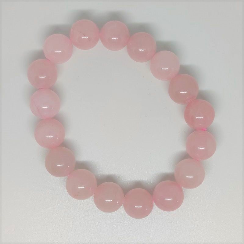 Rose Quartz Round Bead Crystal Bracelet - Rivendell Shop