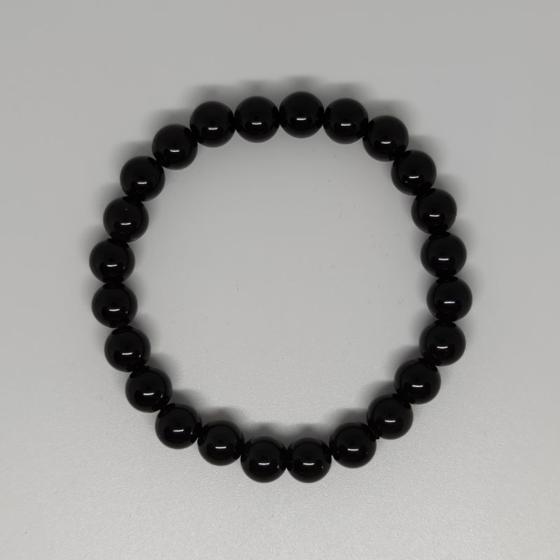 Black Obsidian Round Bead Crystal Bracelet - Rivendell Shop