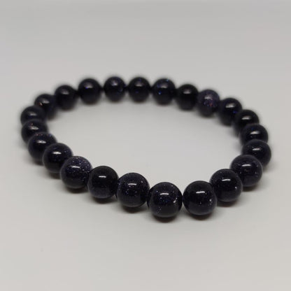 Blue Goldstone Round Bead Crystal Bracelet - Rivendell Shop