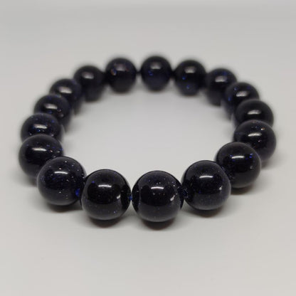 Blue Goldstone Round Bead Crystal Bracelet - Rivendell Shop