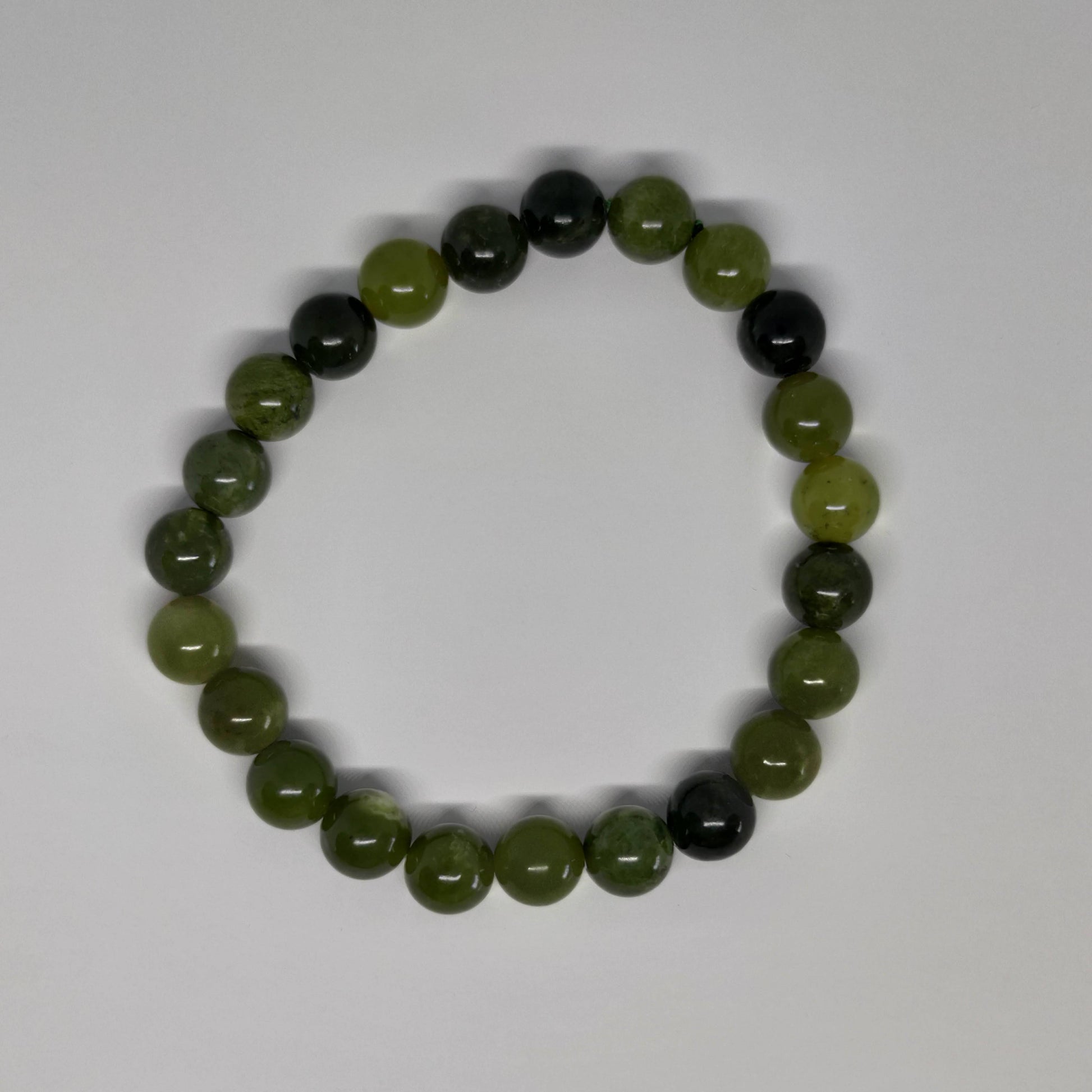Green Jade Round Bead Crystal Bracelet - Rivendell Shop