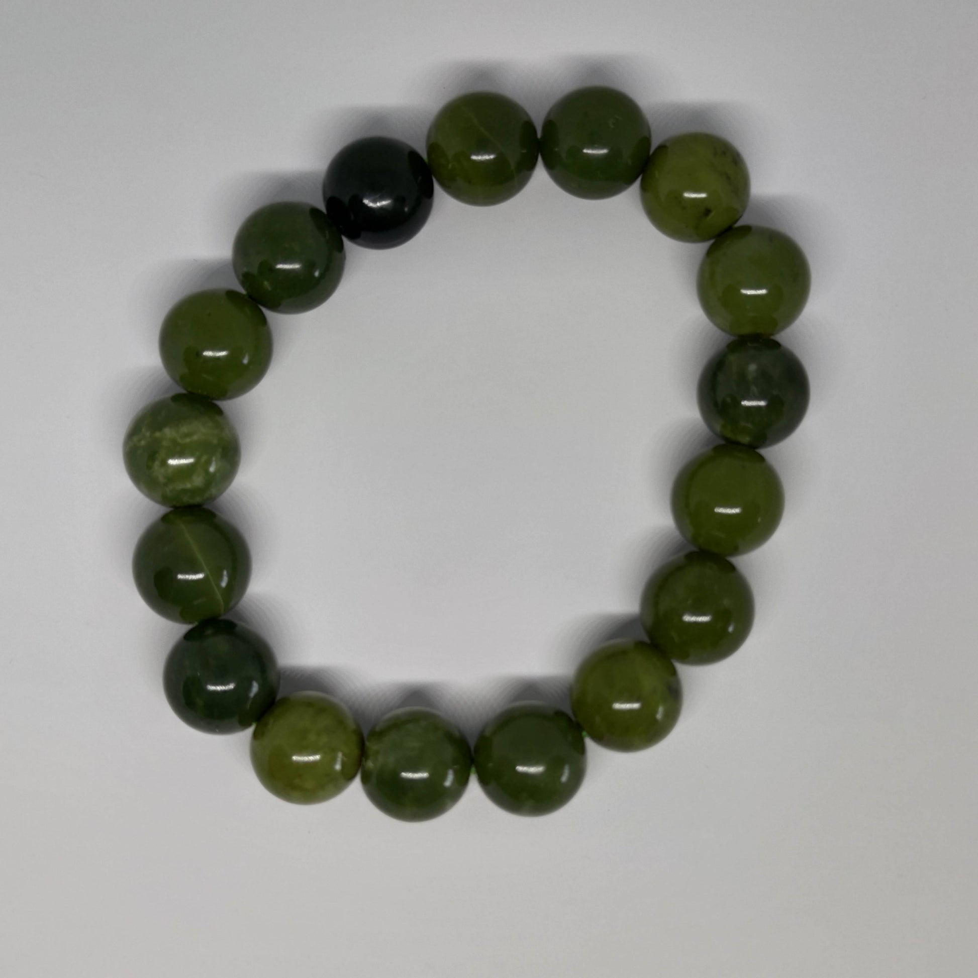 Green Jade Round Bead Crystal Bracelet - Rivendell Shop