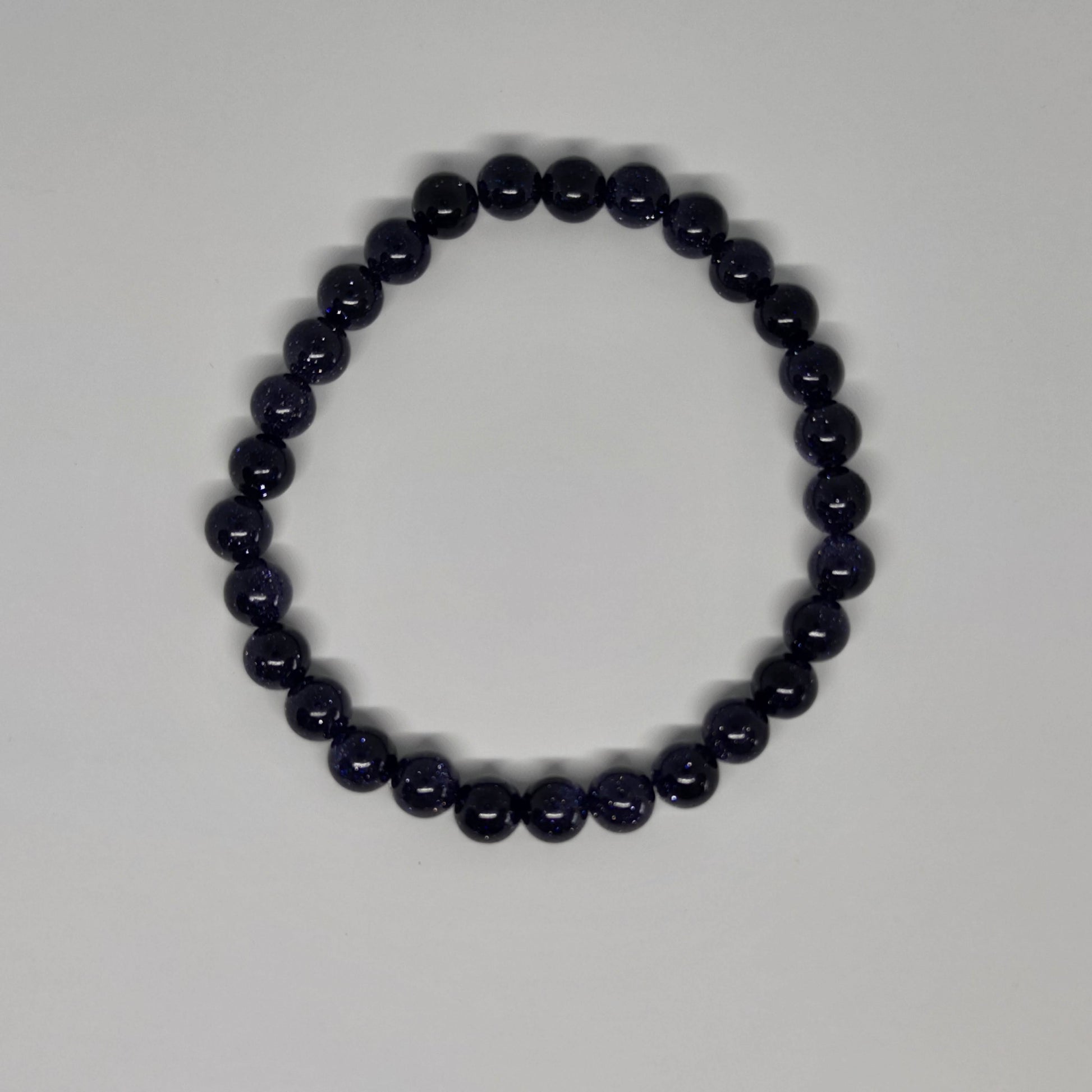 Blue Goldstone Round Bead Crystal Bracelet - Rivendell Shop