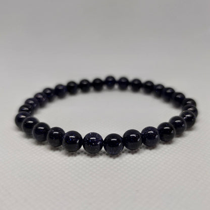 Blue Goldstone Round Bead Crystal Bracelet - Rivendell Shop