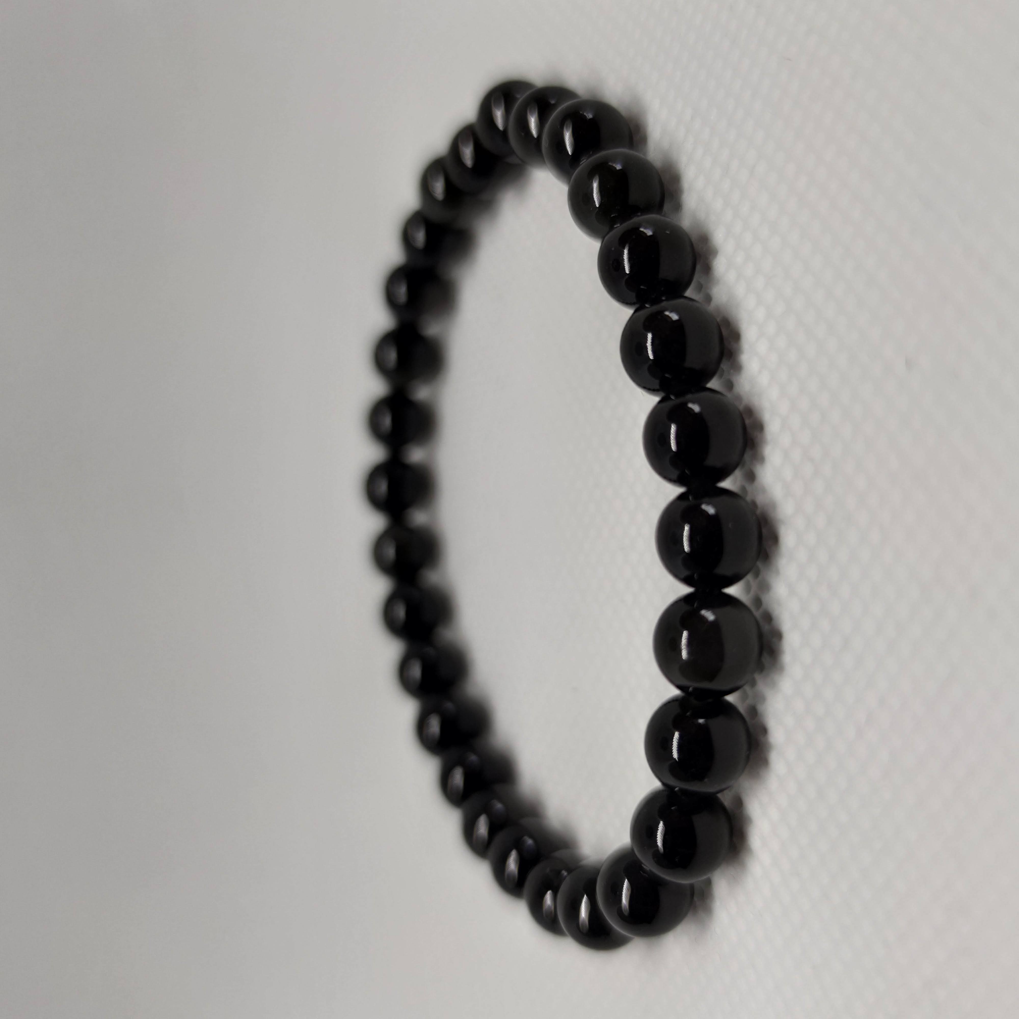 Stunning Black Spinel Faceted 4mm Round Stretchy Crystal Bracelet •  Chalmers Gems