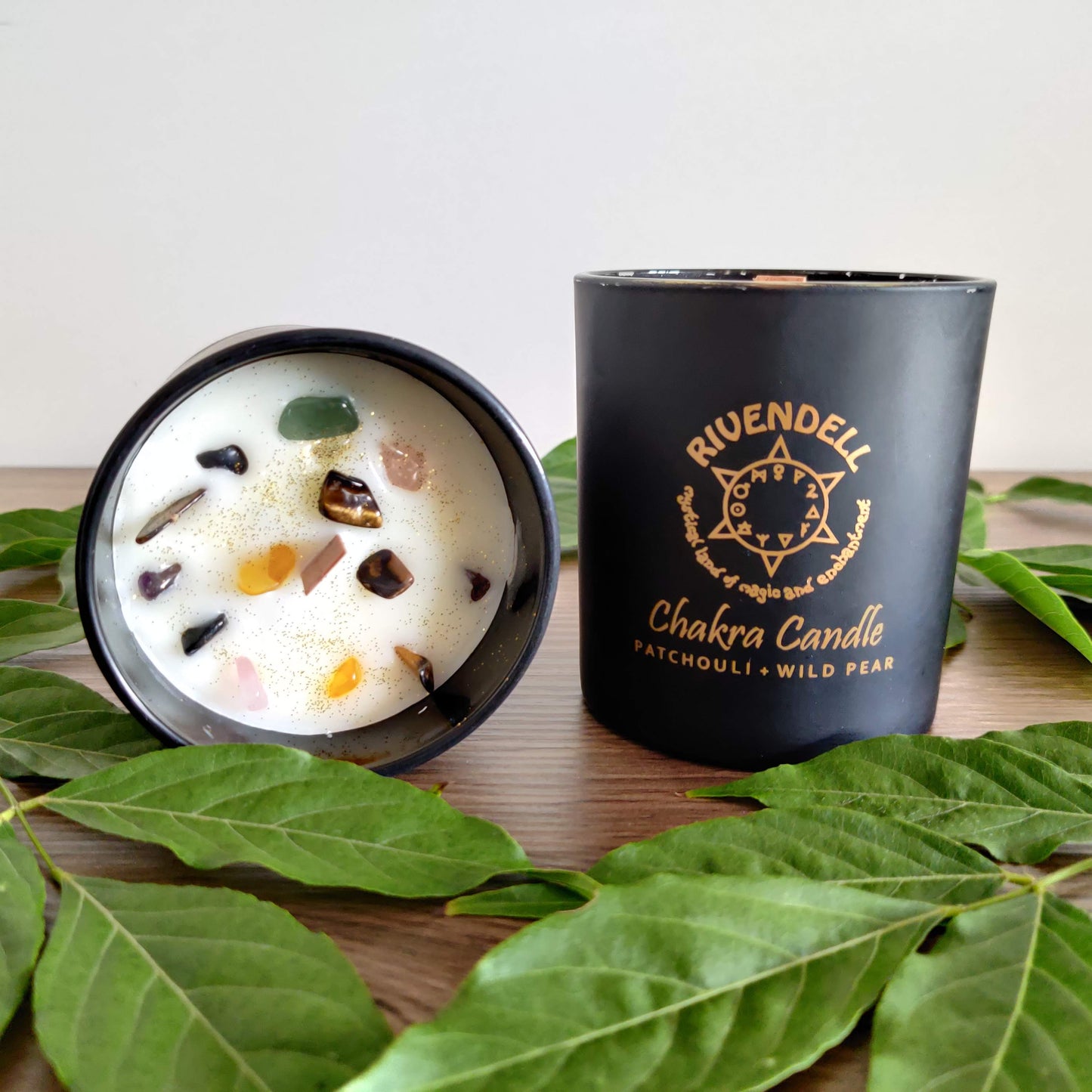 Rivendell's Chakra Candle: Patchouli and Wild Pear - Rivendell Shop